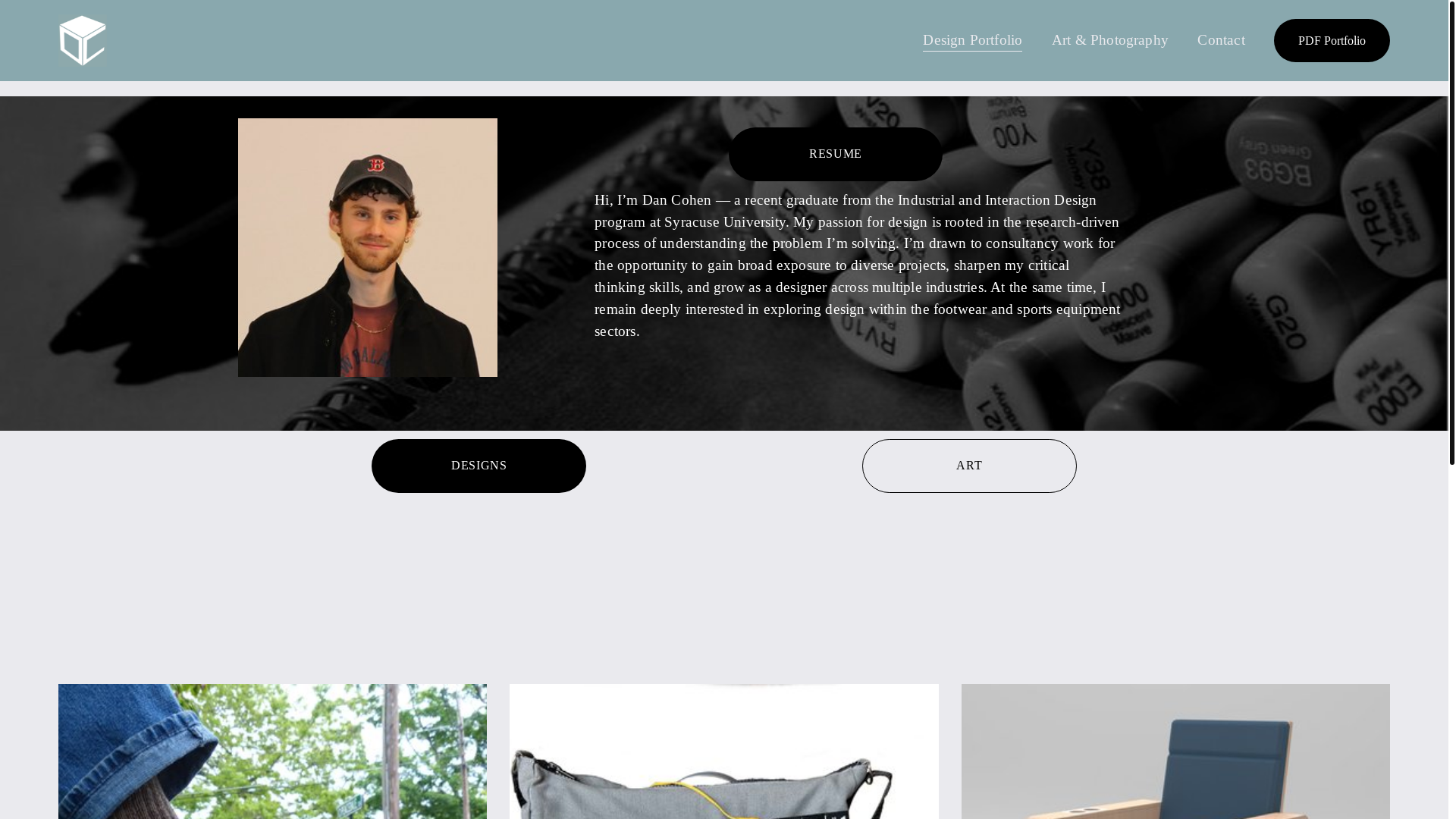 website screenshot of https://dancohendesigns.com/