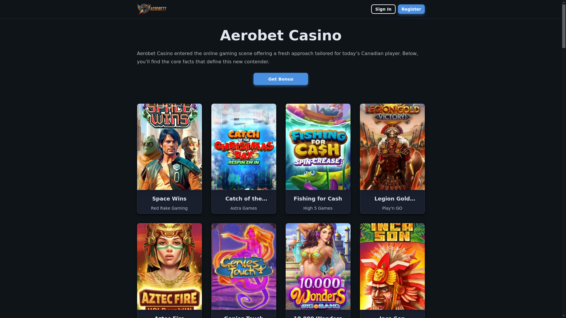 website screenshot of https://aerobet9-com.pages.dev/