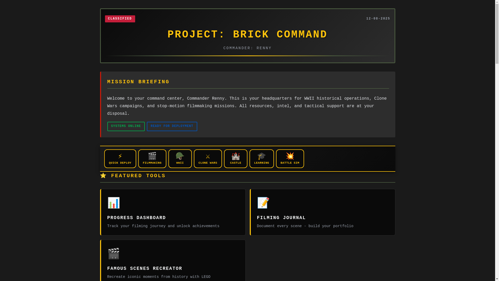 website screenshot of https://brick-command.pages.dev/