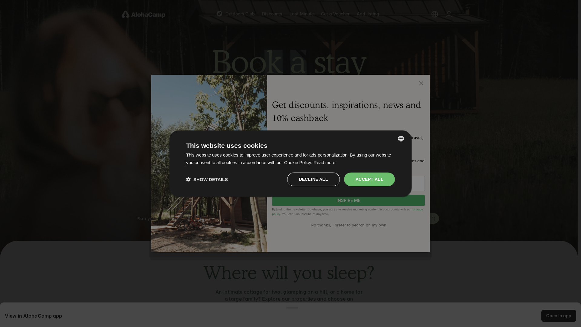 website screenshot of https://aloha-camps.com/
