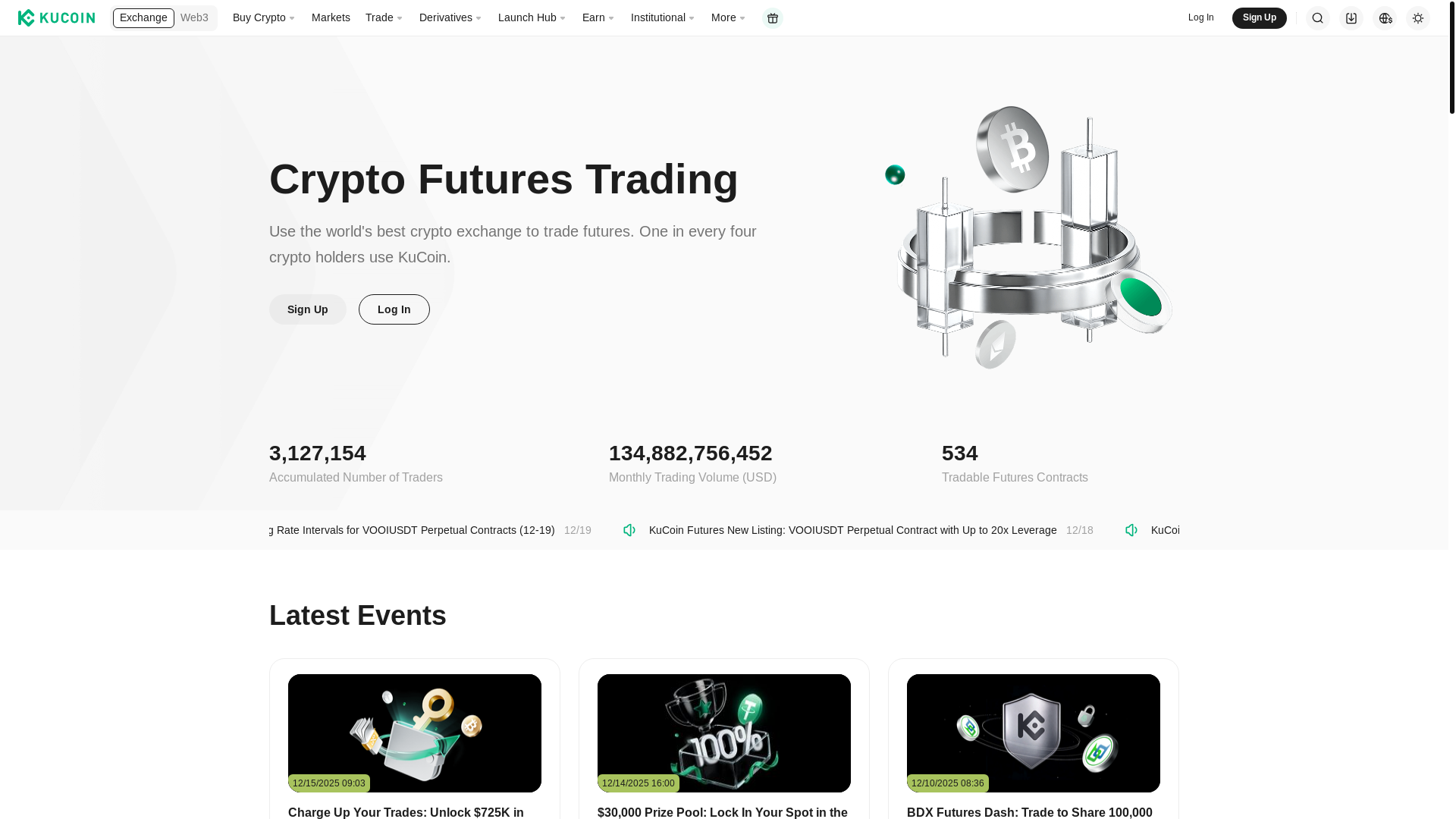 website screenshot of https://futures.kucoin.biz