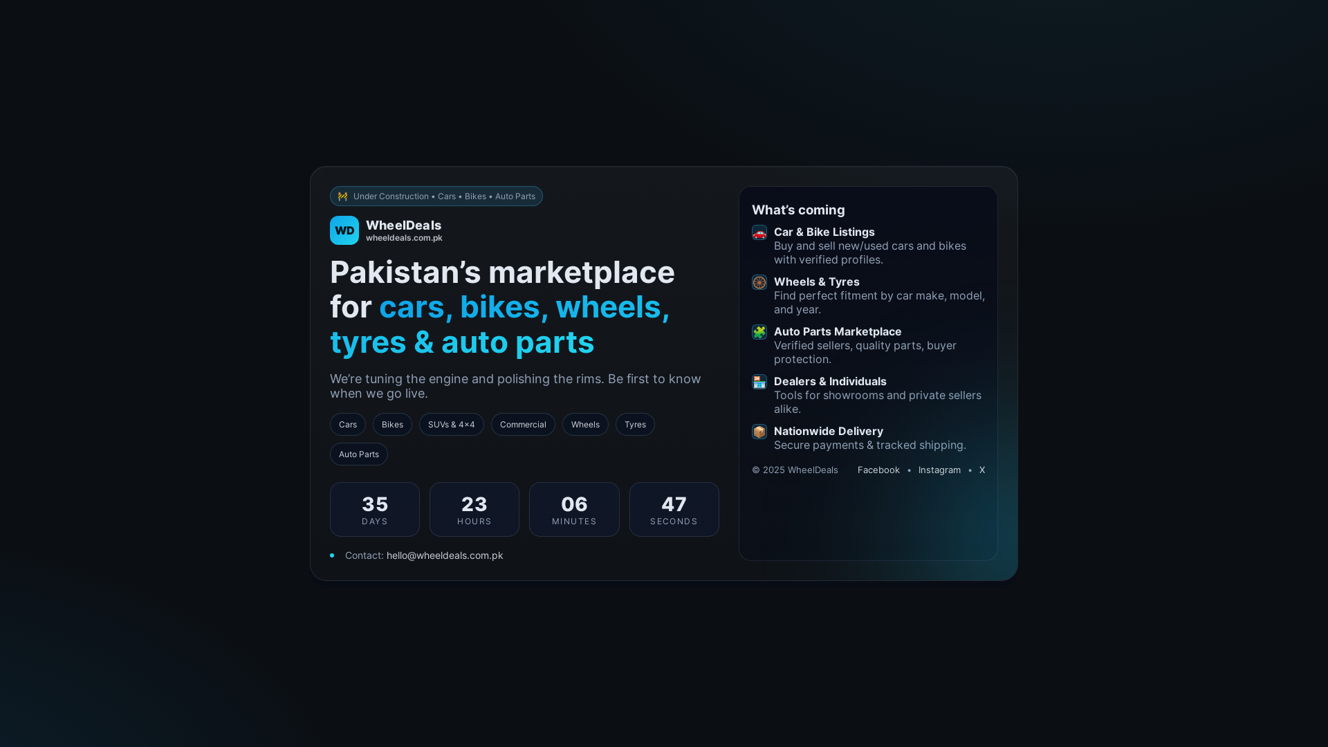 website screenshot of https://wheeldeals.com.pk/