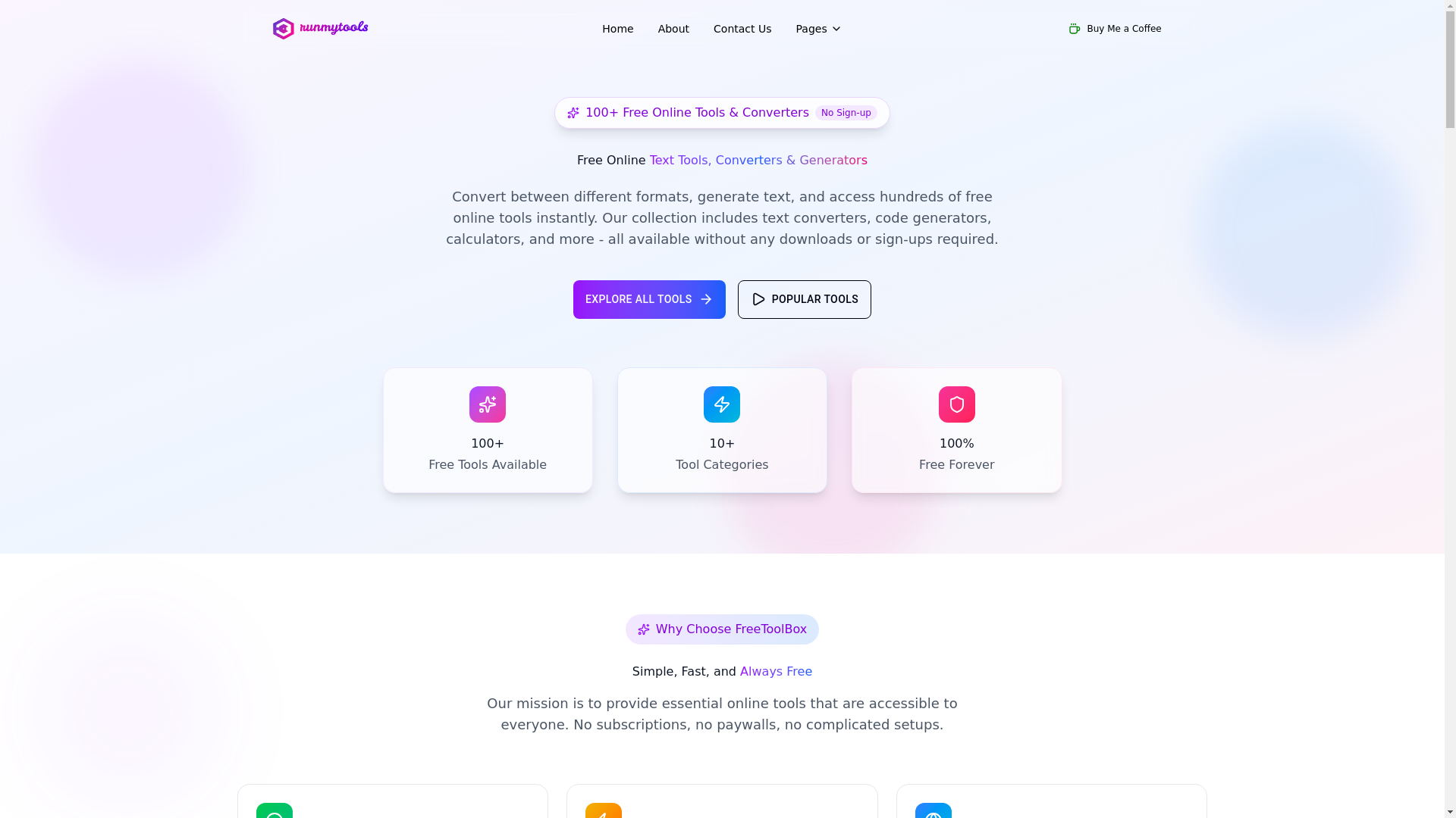 website screenshot of https://runmytools.com/