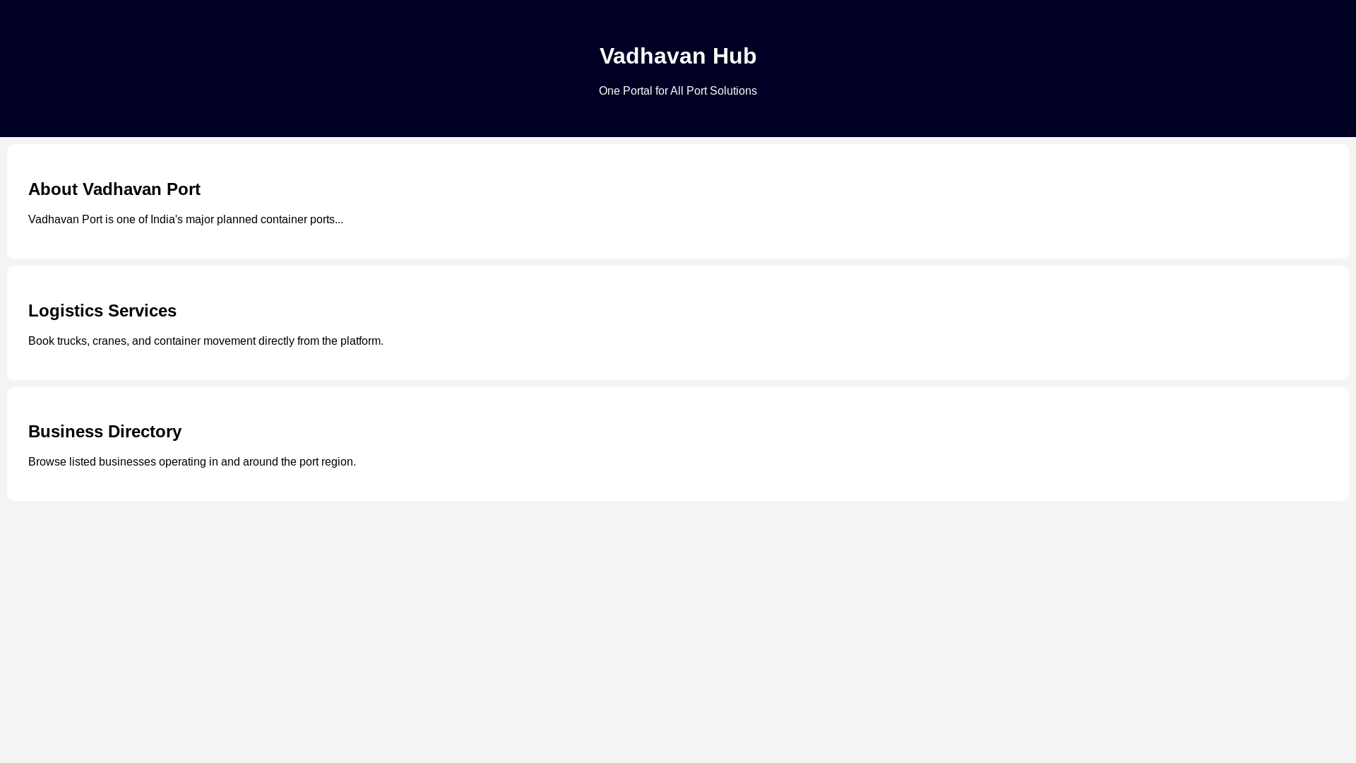 website screenshot of https://vadhavanhub.com/