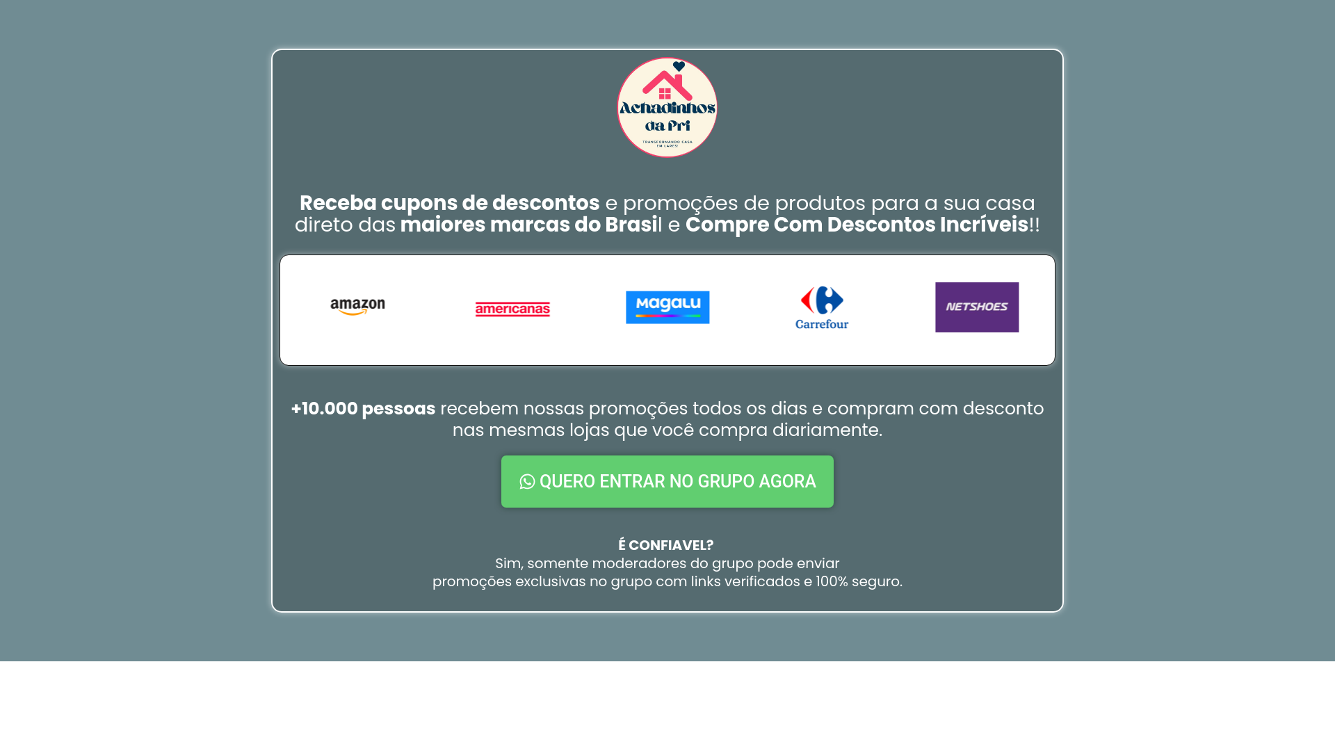 website screenshot of https://achadinhosdapri.shop/