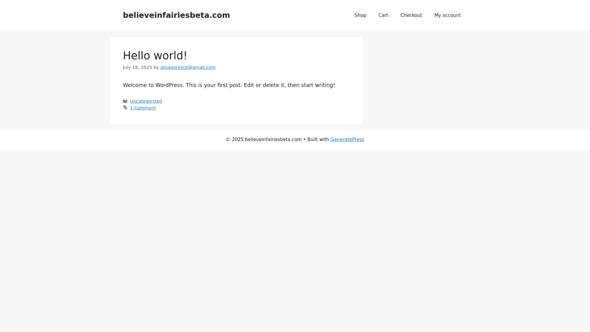 website screenshot of https://believeinfairiesbeta.com/