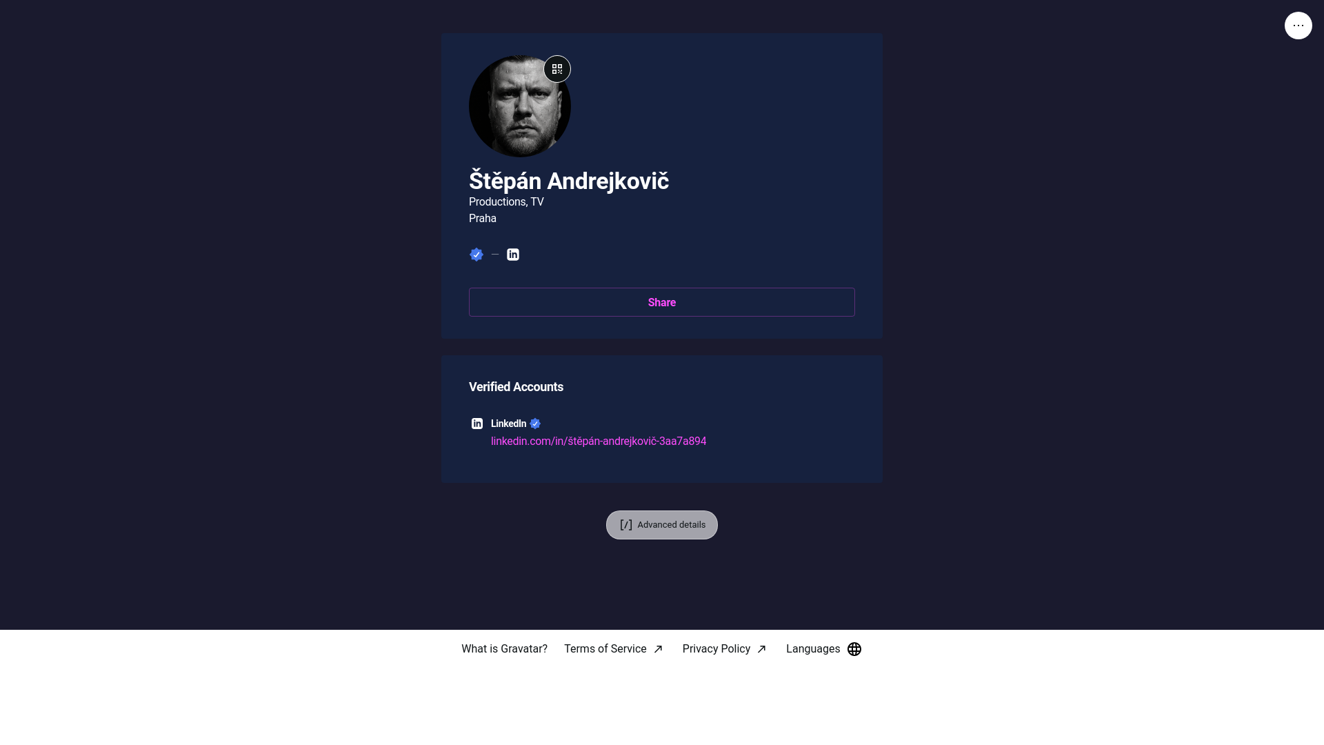 website screenshot of https://stepanandrejkovic.link/