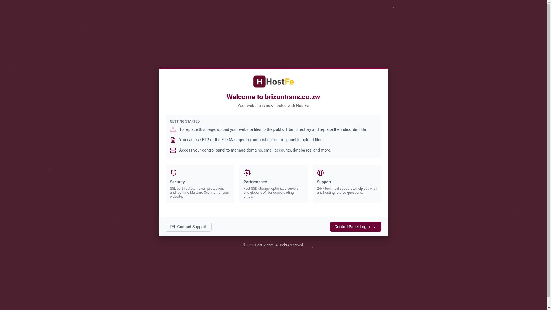 website screenshot of https://brixontrans.co.zw/