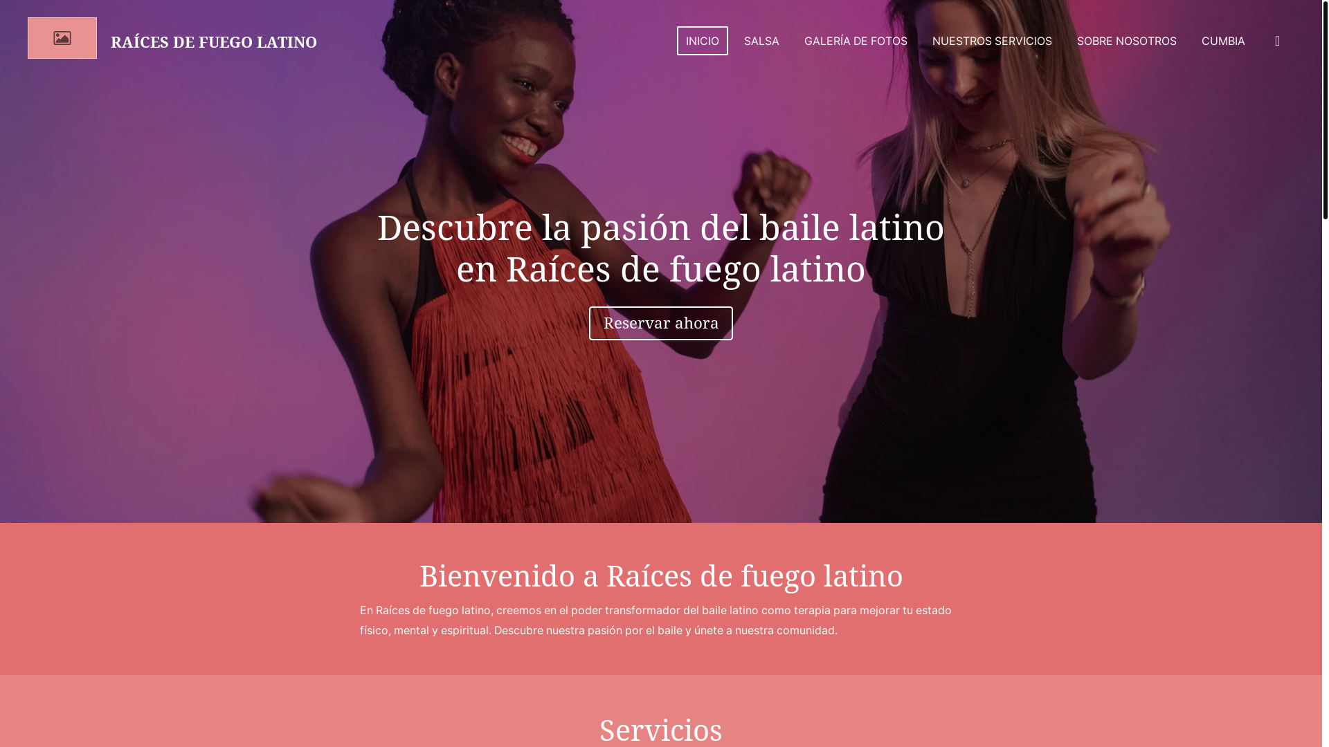 website screenshot of https://raicesdefuegolatino.com/