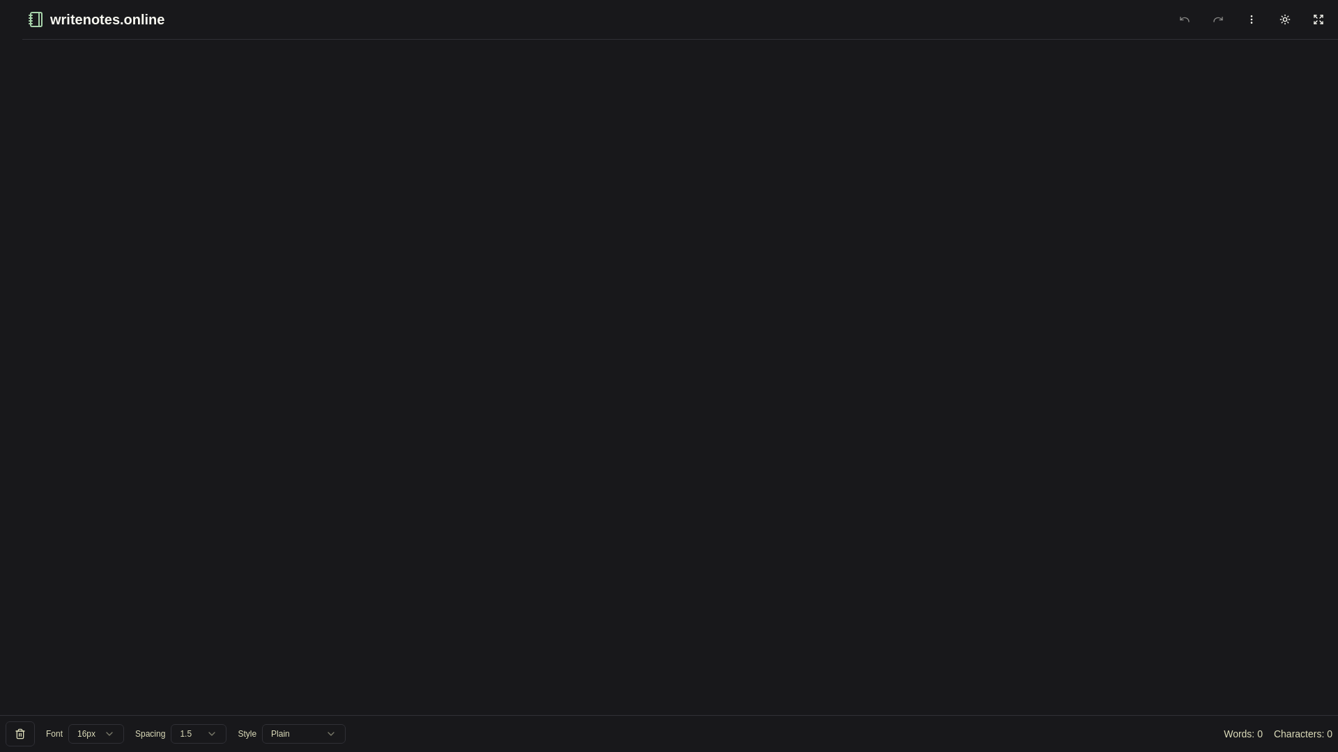 website screenshot of https://writenotes.online