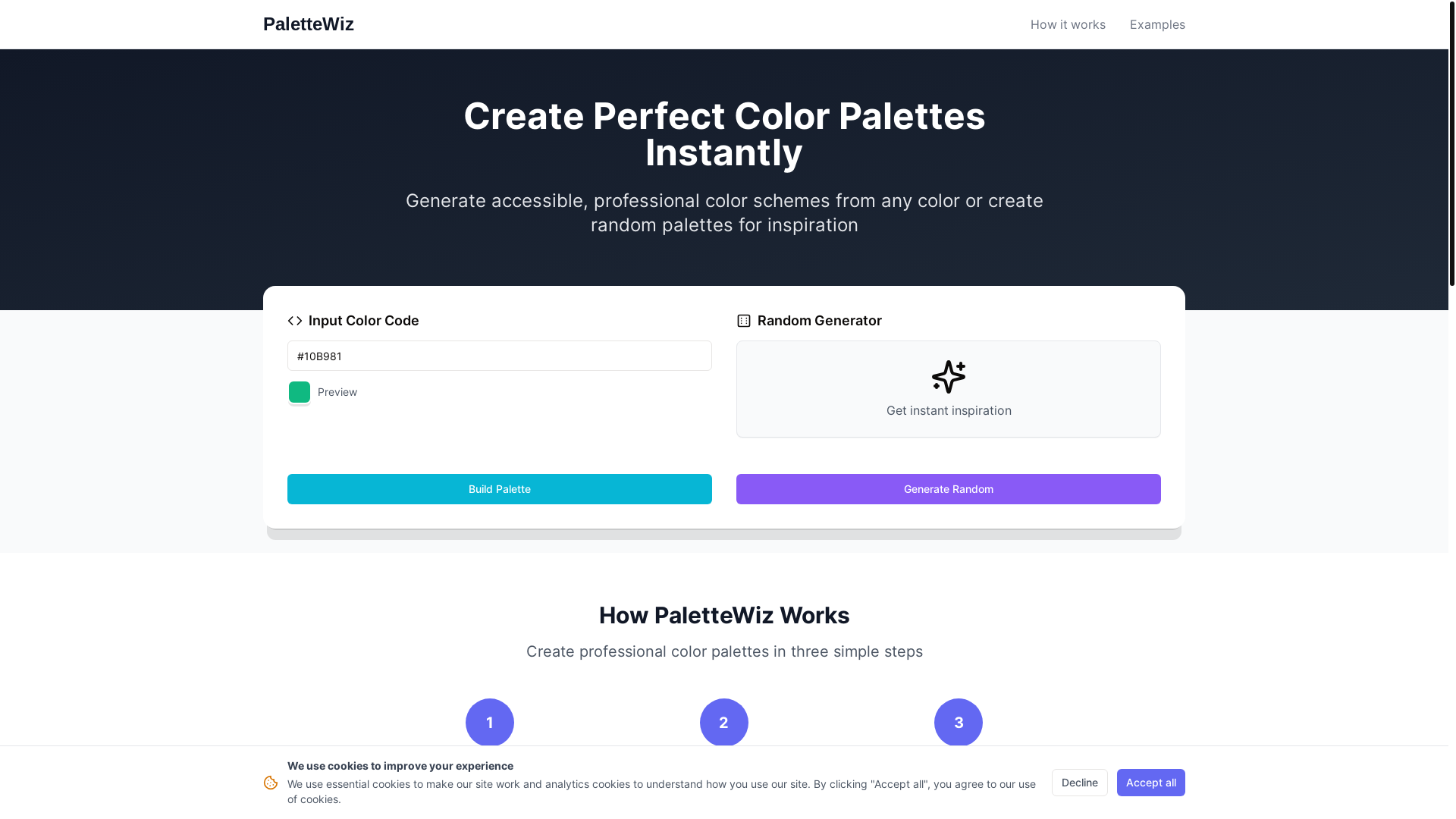 website screenshot of https://palettewiz.com/