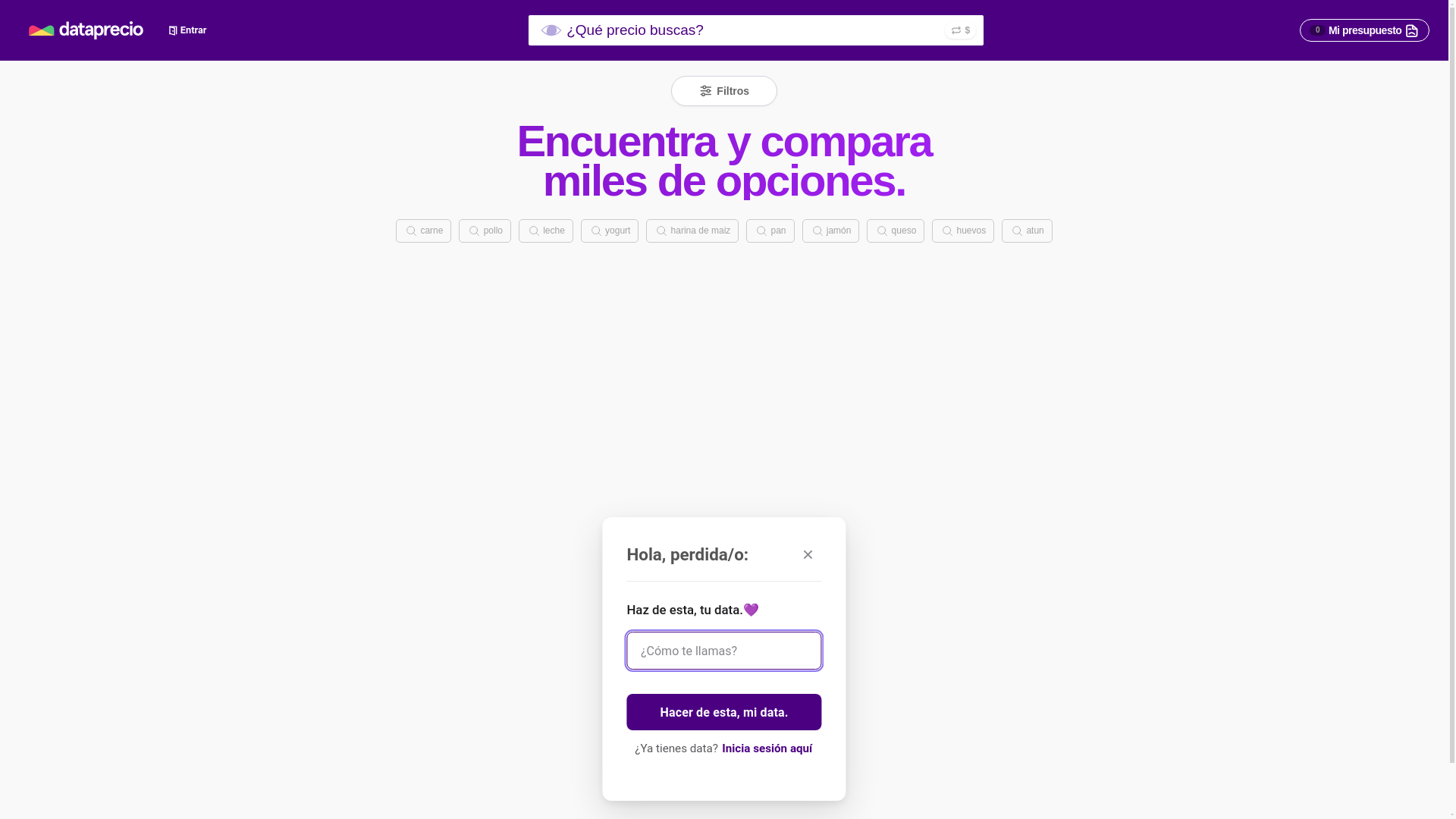 website screenshot of https://dataprecio-com.pages.dev/