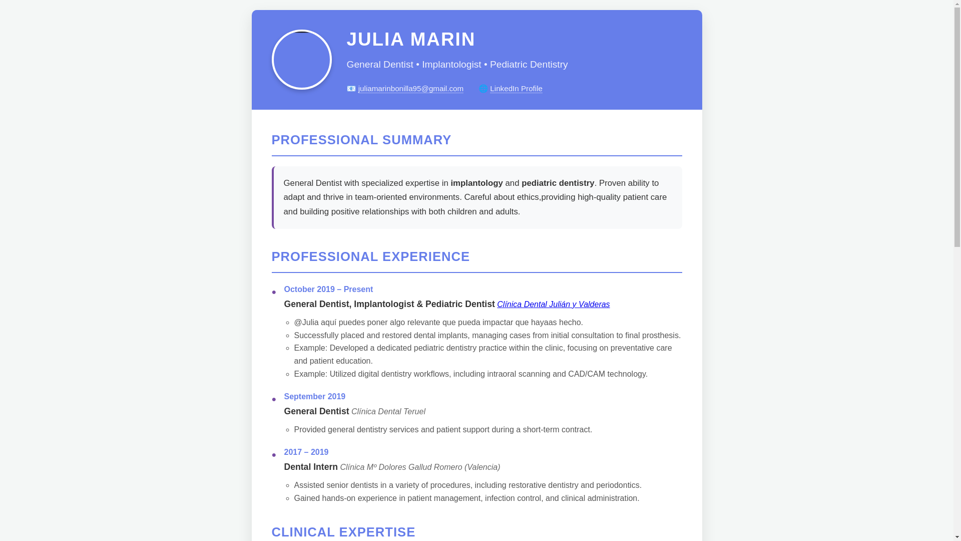 website screenshot of https://juliamarin.info/
