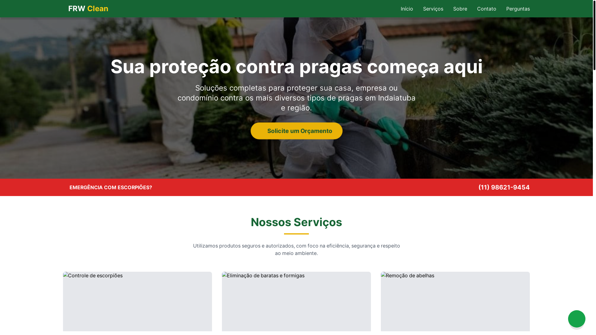 website screenshot of https://frwclean.com.br/