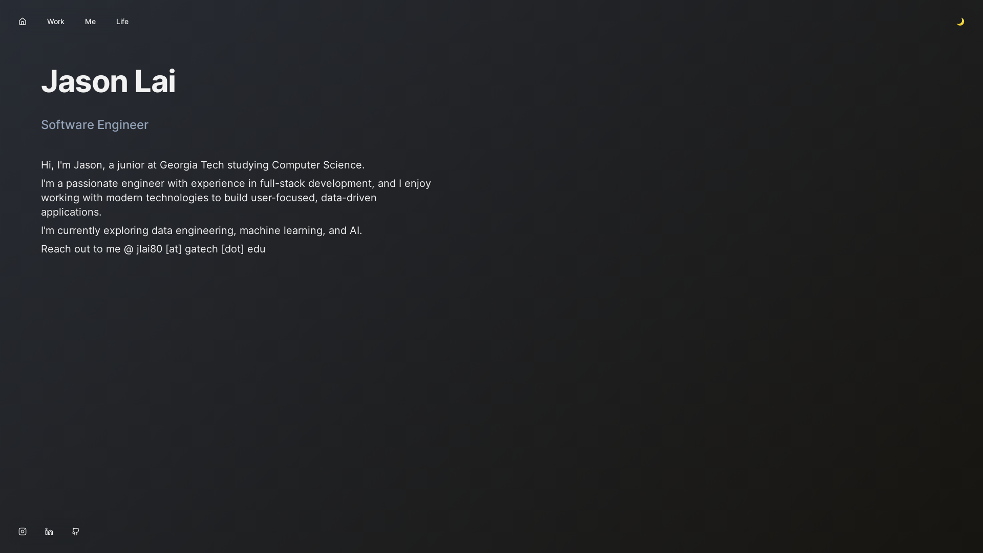 website screenshot of https://jasonlai150.me/