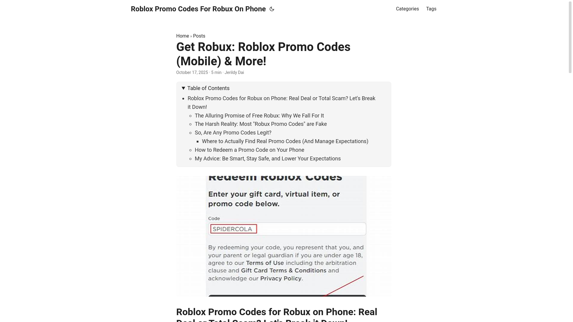 website screenshot of https://roblox-promo-codes-for-robux-on-phone.pages.dev/