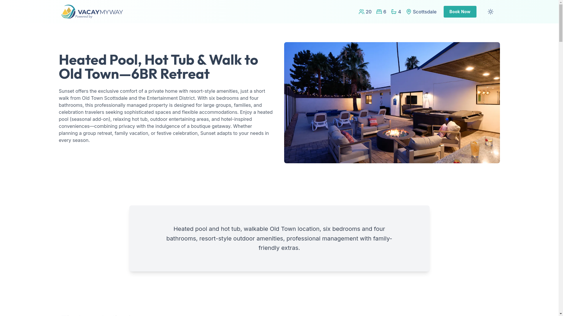 website screenshot of https://sunsetscottsdale.house/