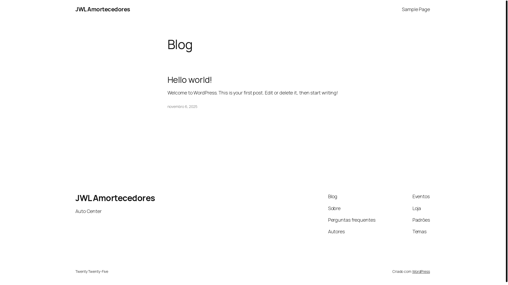website screenshot of https://jwlamortecedores.com.br/