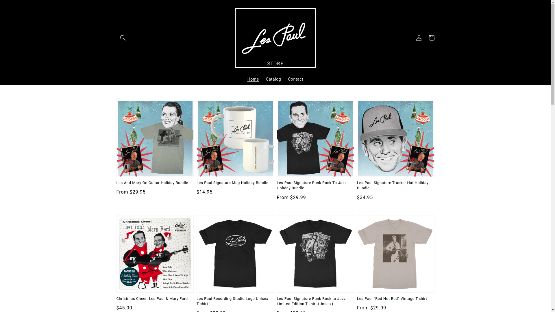 website screenshot of https://lespaul.indiemerch.com/