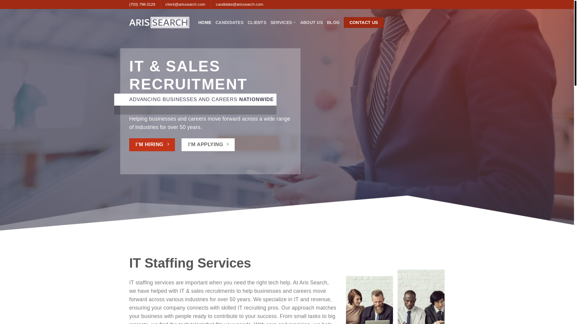 website screenshot of https://hirearisearchtech.com/