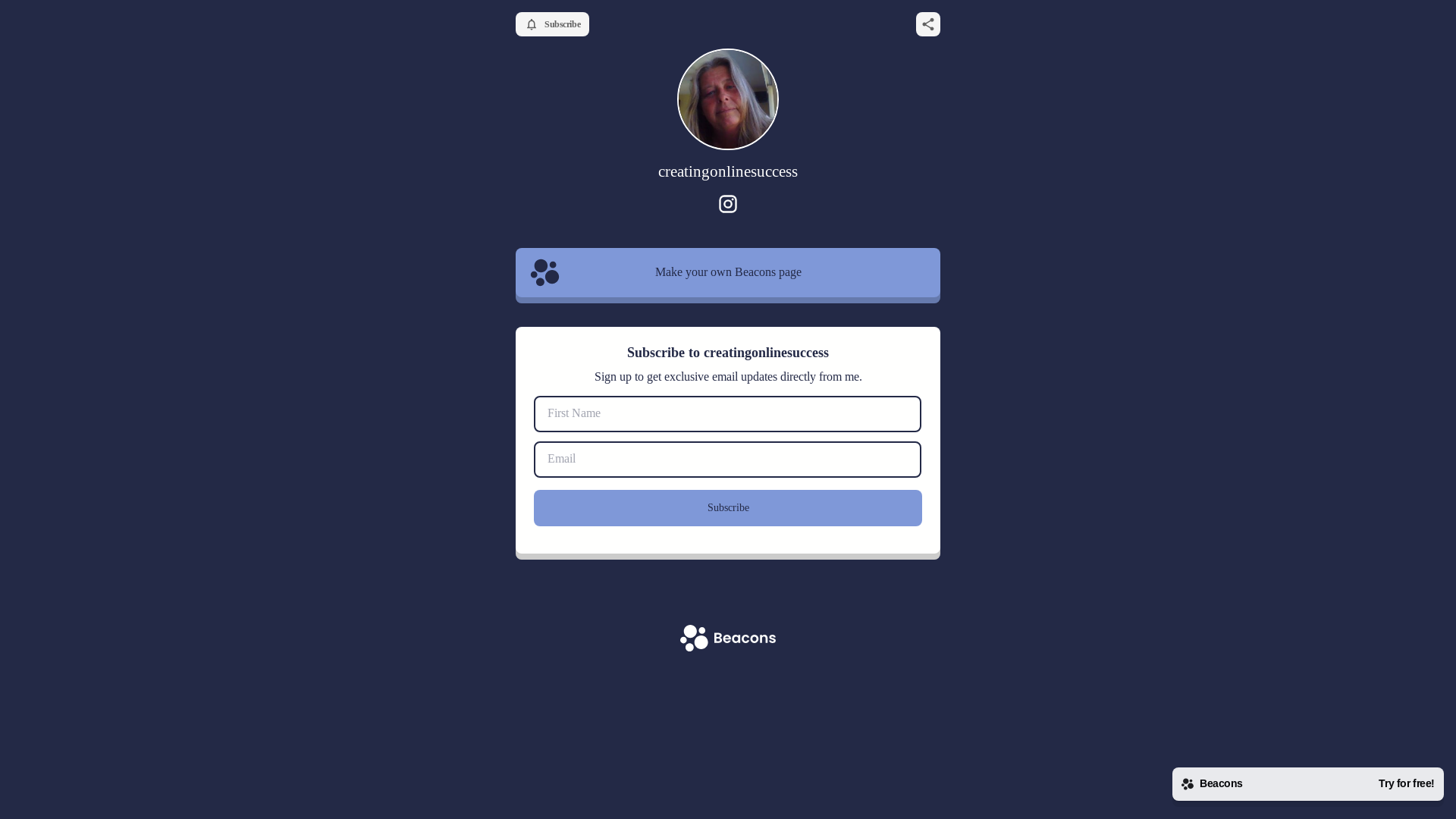 website screenshot of https://creatingonlinesuccess.store/