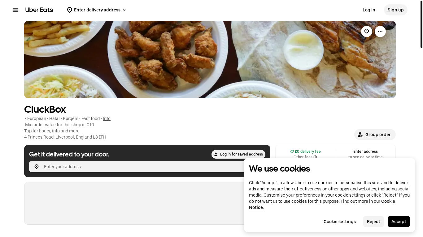 website screenshot of https://cluckbox.uk/