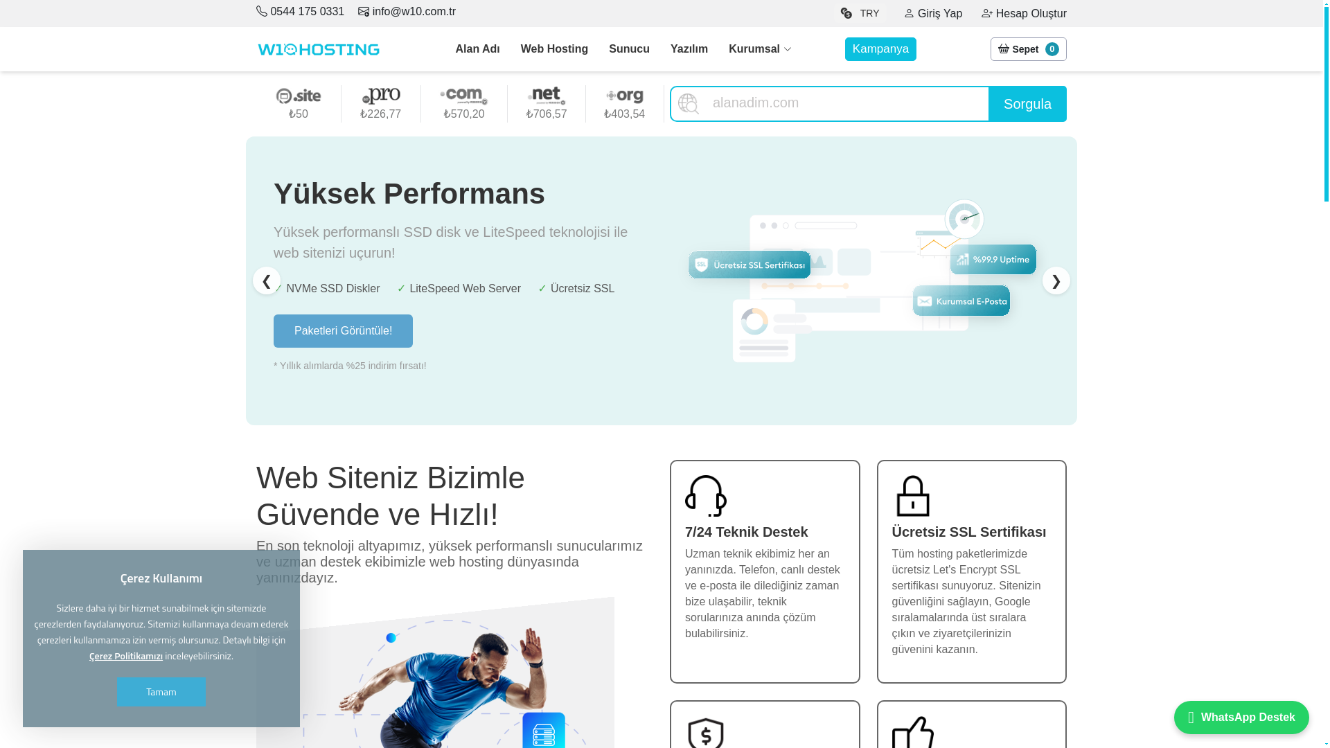 website screenshot of https://w10.com.tr
