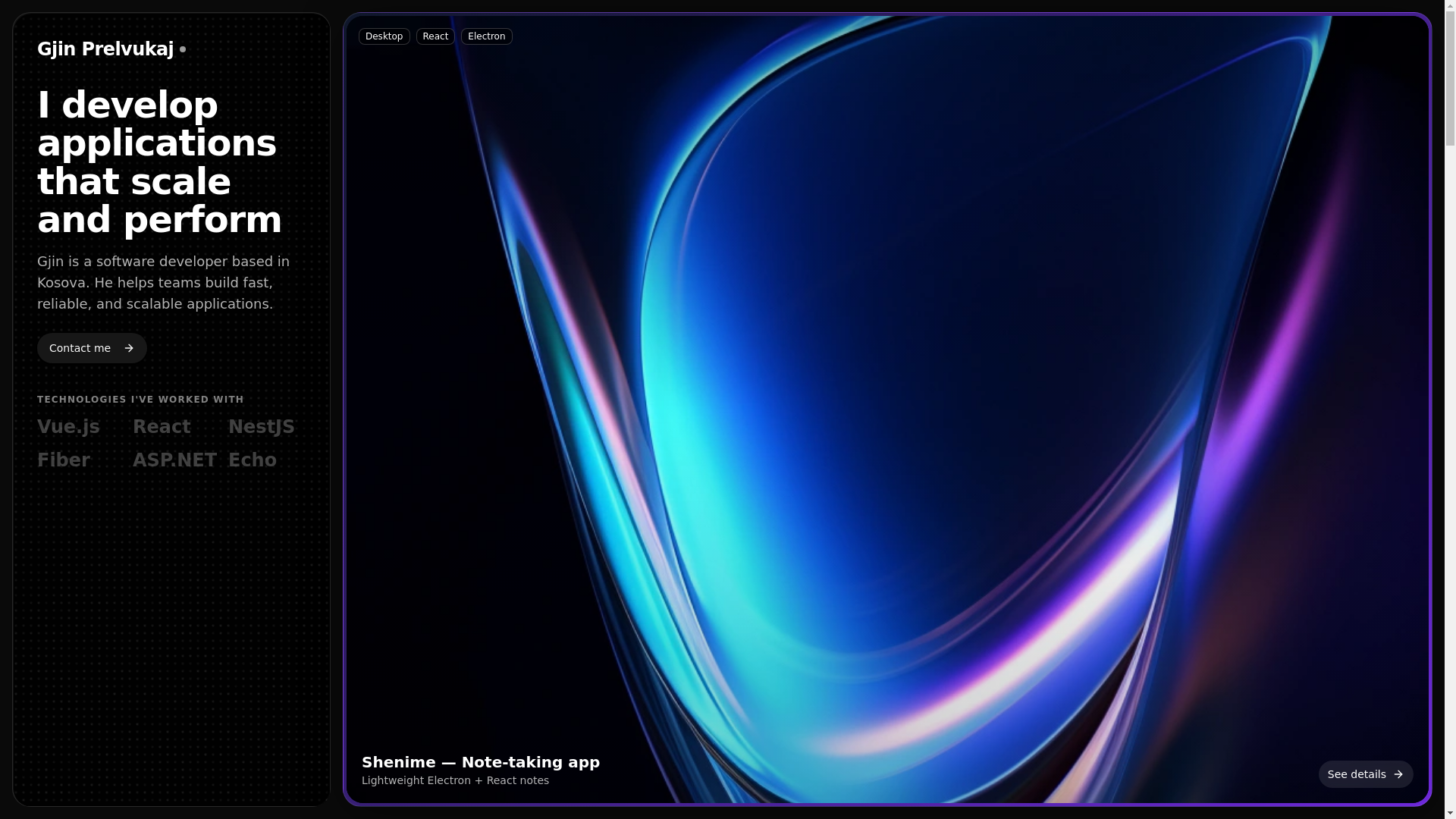 website screenshot of https://gjinprelvukaj.com/