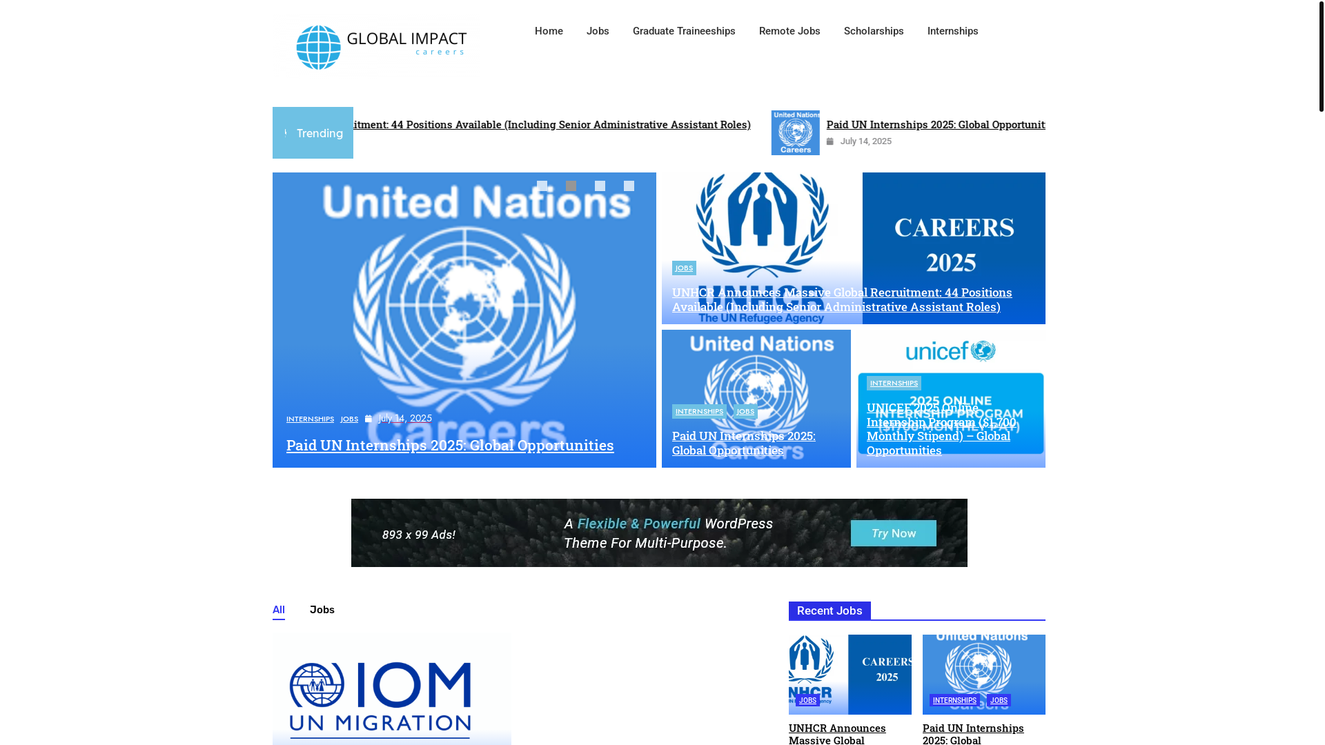 website screenshot of https://globalimpactcareers.com/