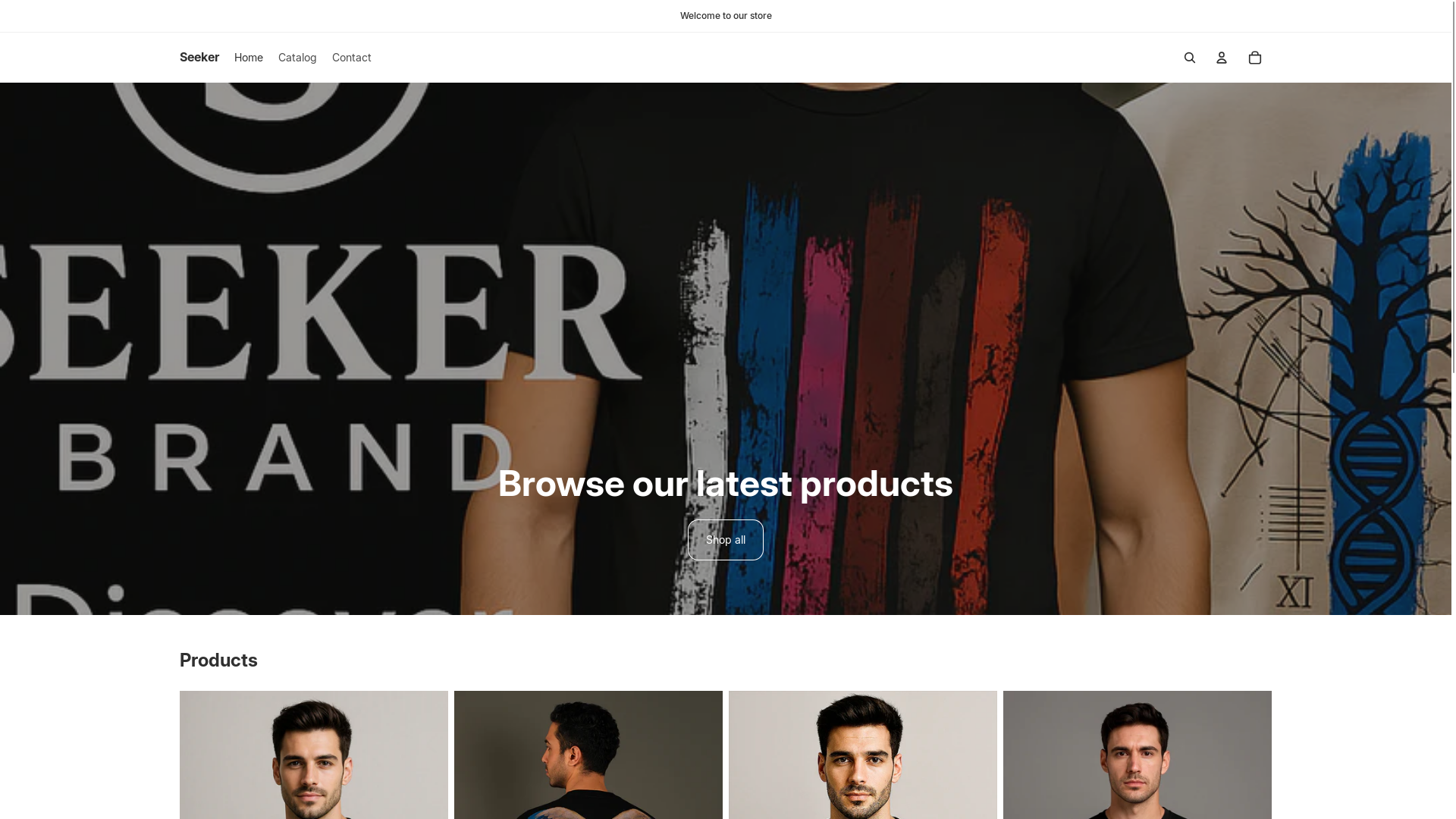 website screenshot of https://seekerbrand.store/