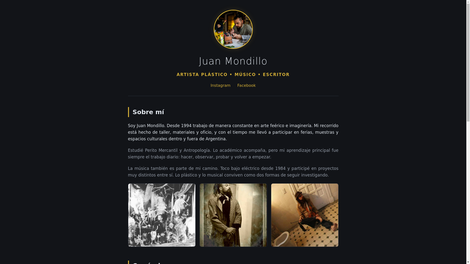 website screenshot of https://juanmondillo.art/