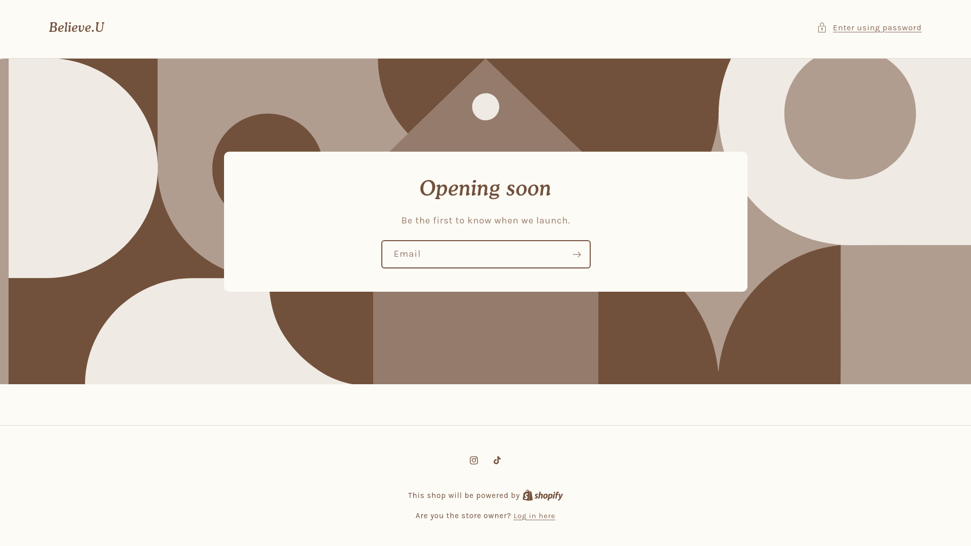 website screenshot of https://believeu.store/