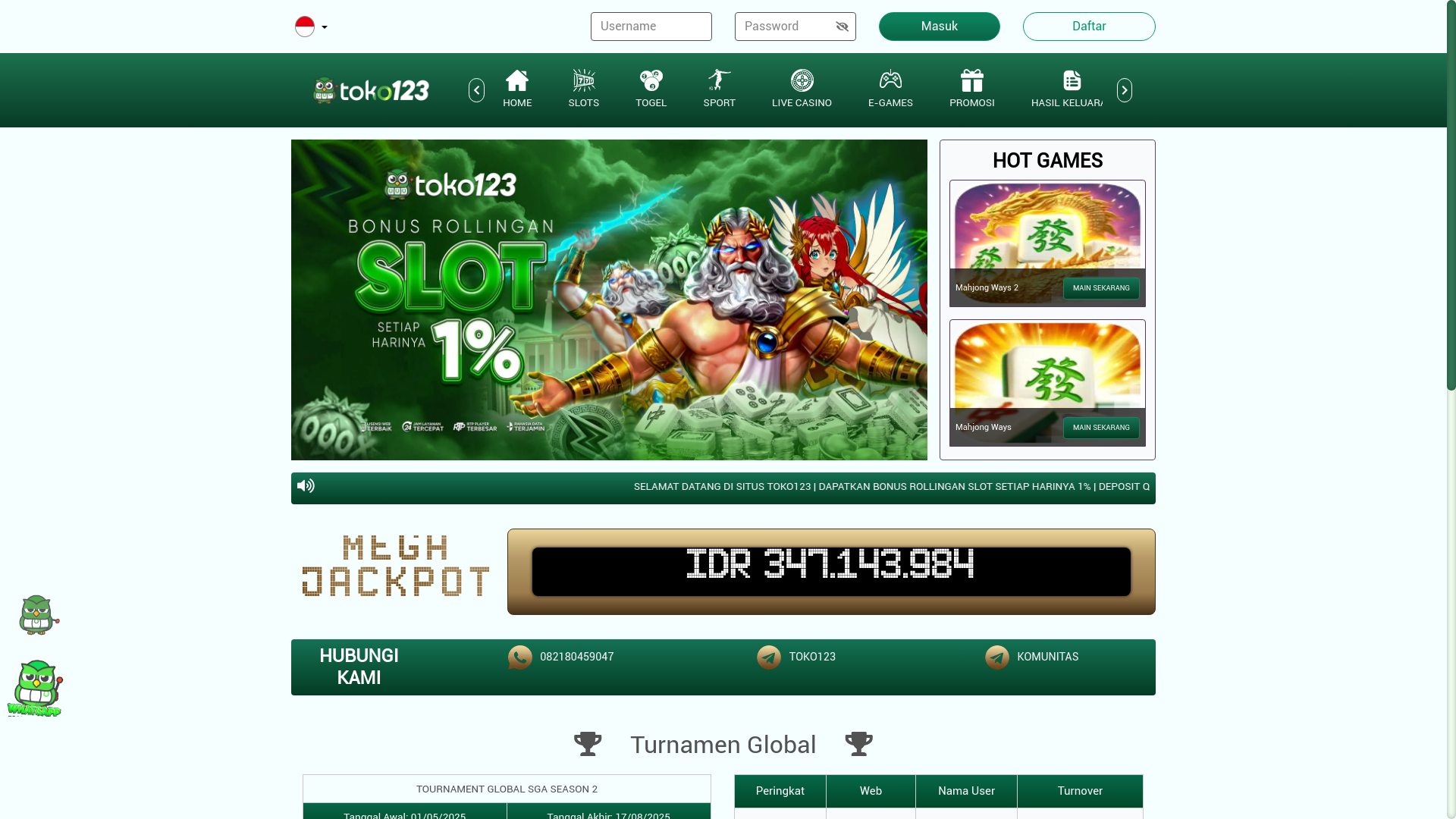 website screenshot of https://cobamainditoko.click/