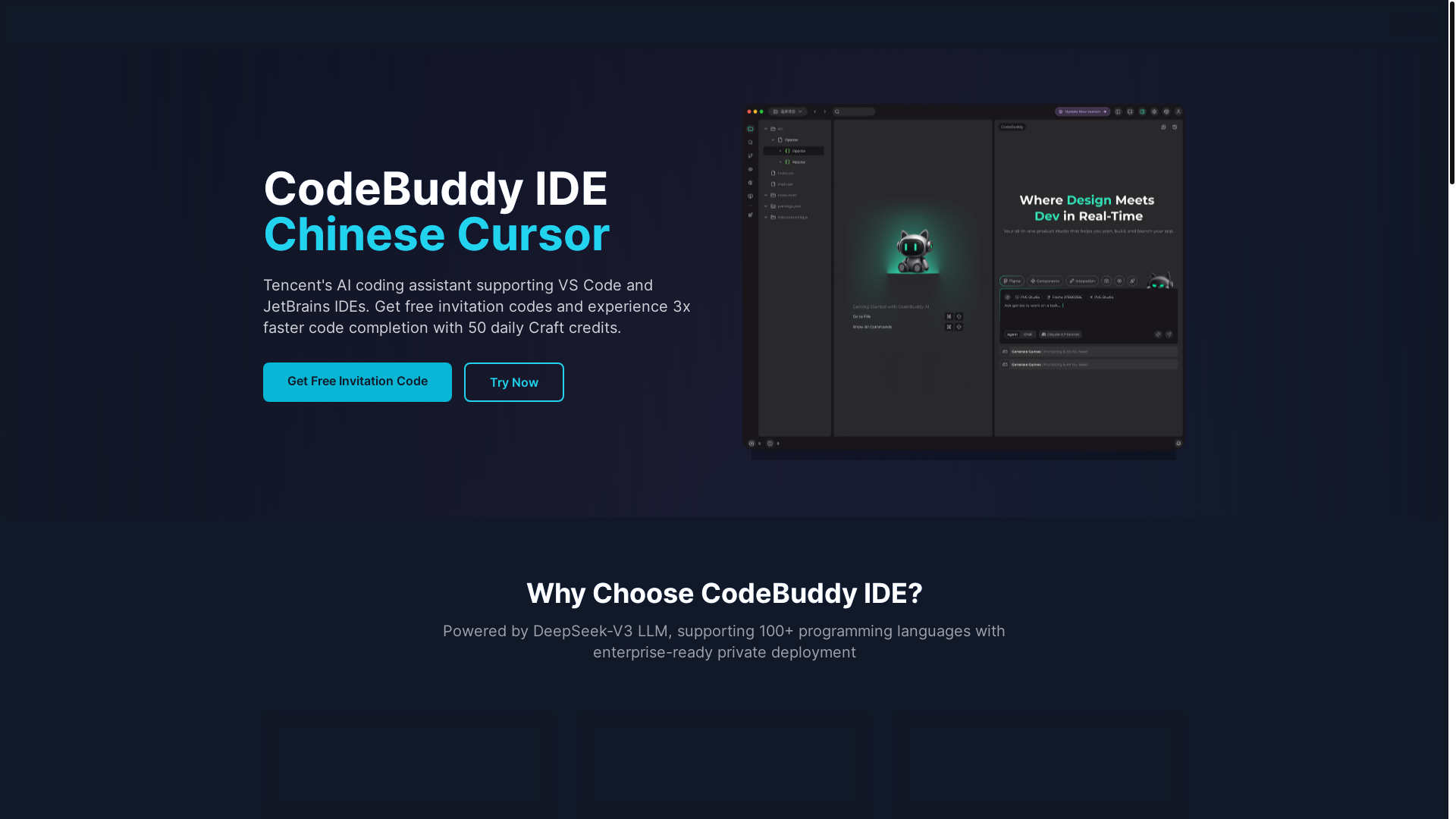 website screenshot of https://codebuddyide.pages.dev/