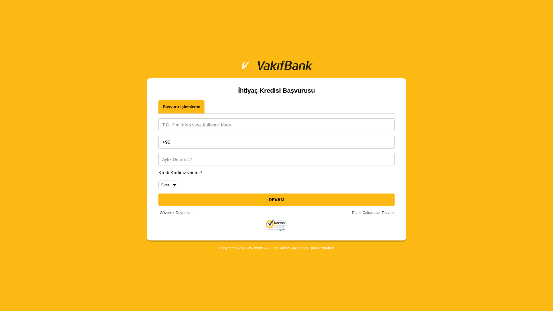 website screenshot of https://vakifbankihtiyackredisi.click/