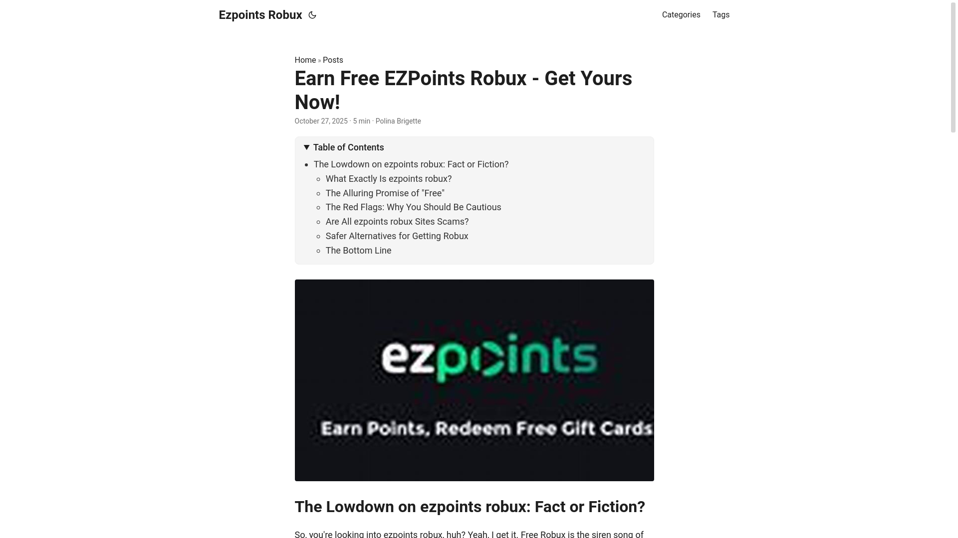 website screenshot of https://ezpoints-robux.pages.dev/