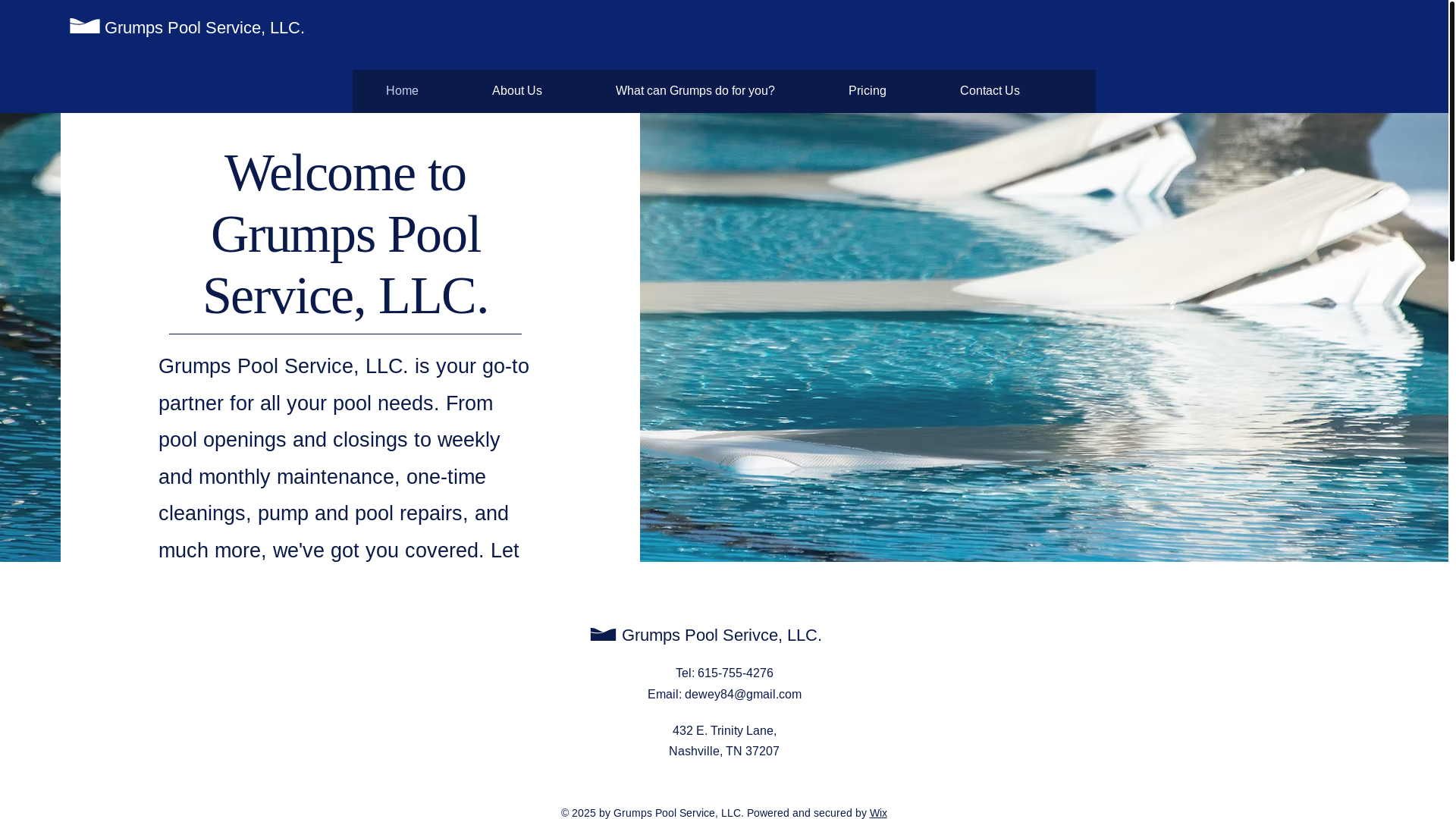 website screenshot of https://grumpspoolservices.com/