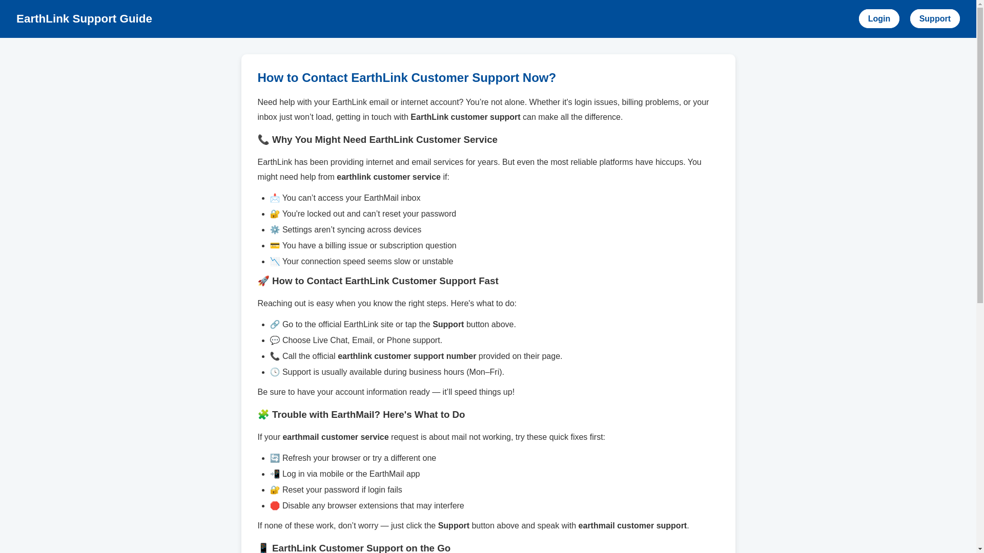 website screenshot of https://earthlink-customer-support.pages.dev/