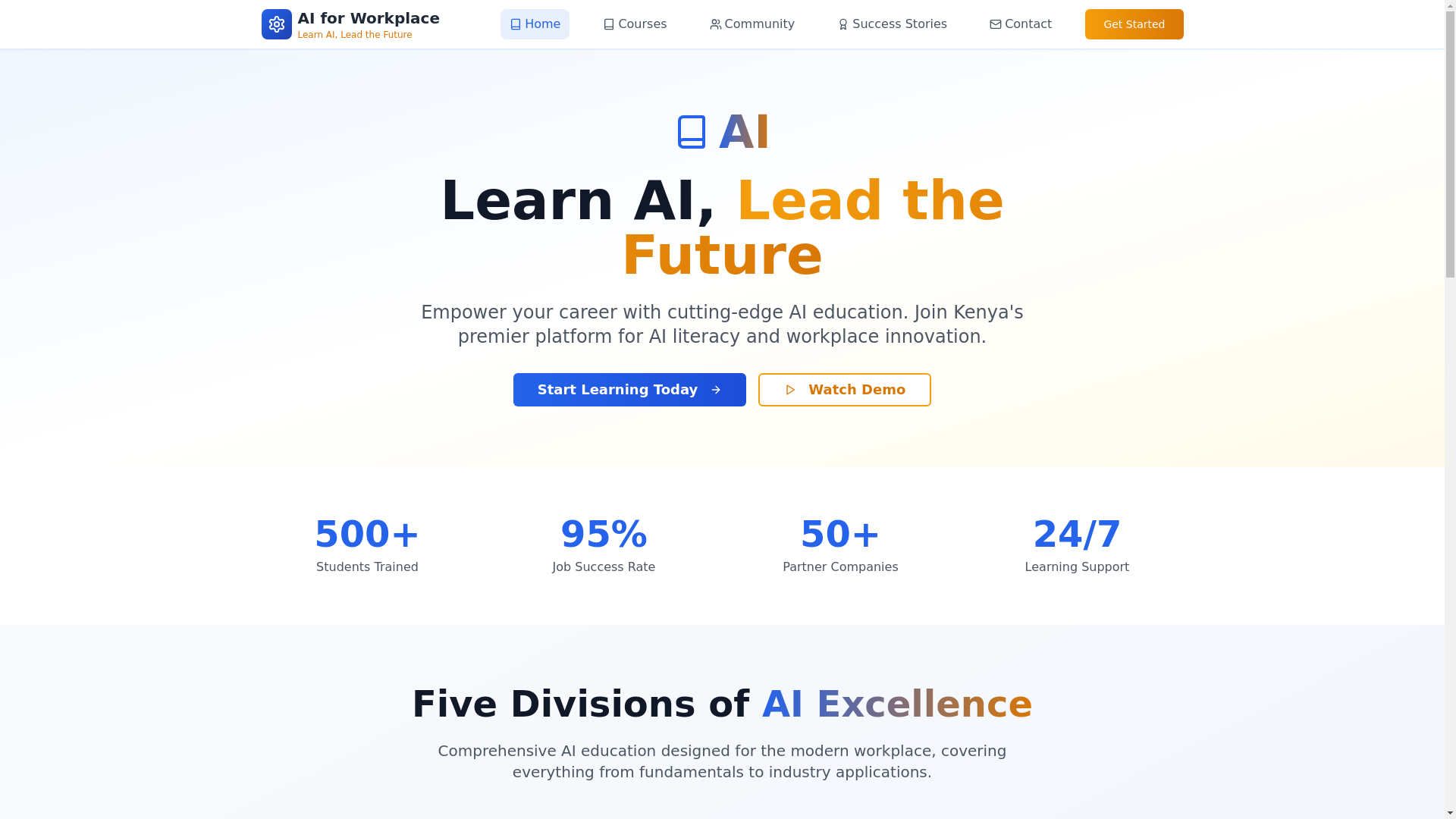 website screenshot of https://aiforworkplace.co.ke/
