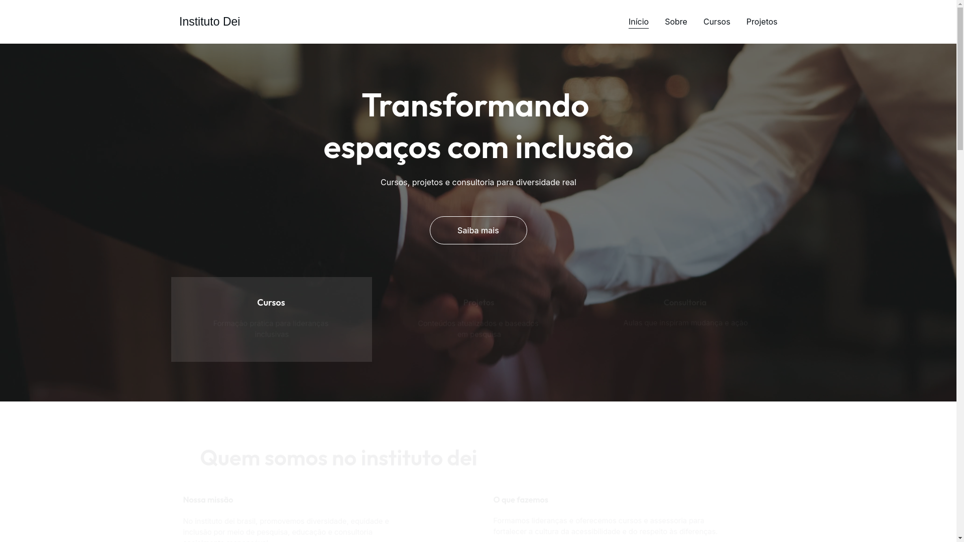 website screenshot of https://institutodei.com.br/