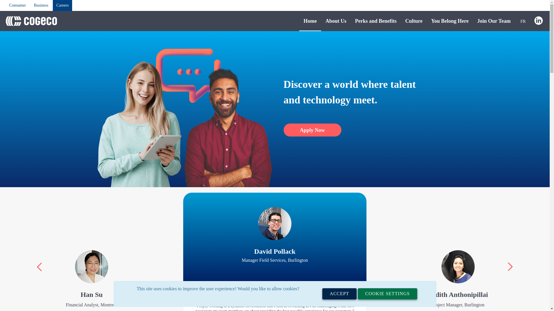 website screenshot of https://careers.cogeco.ca/