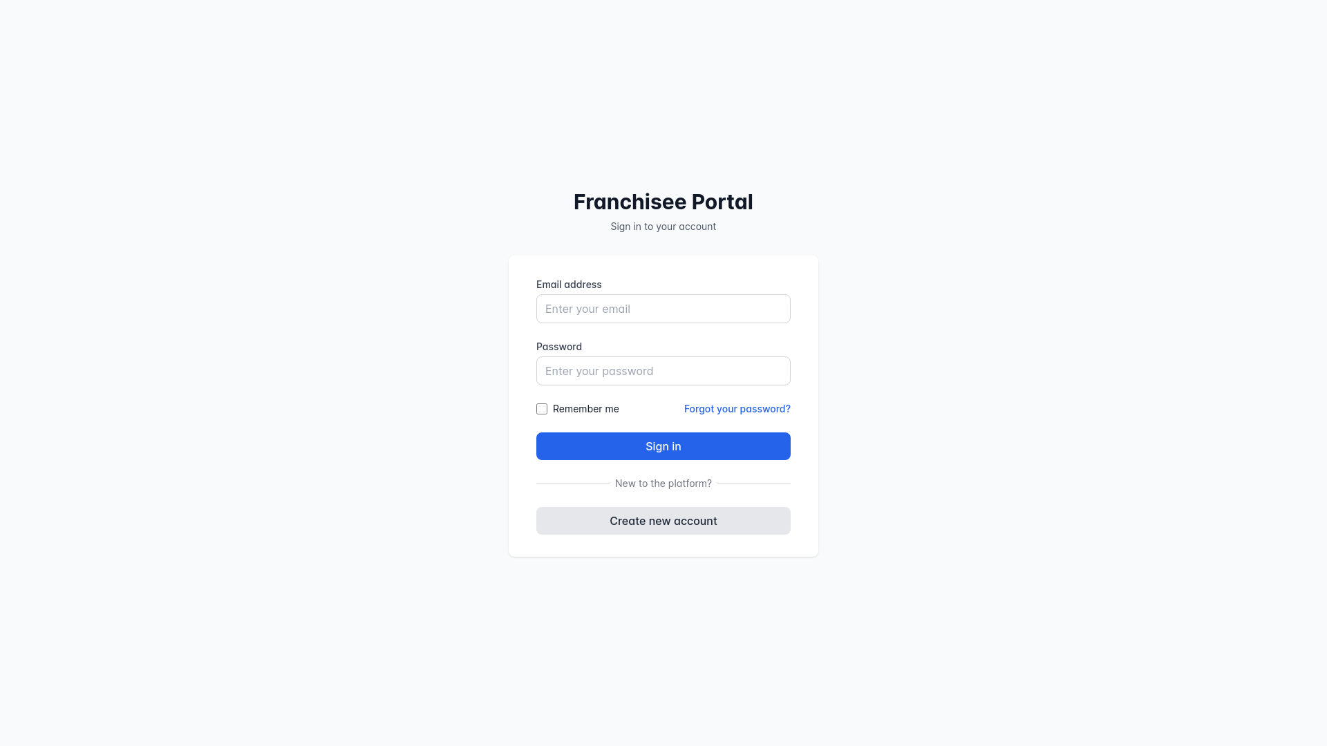website screenshot of https://franchisee-portal.pages.dev/
