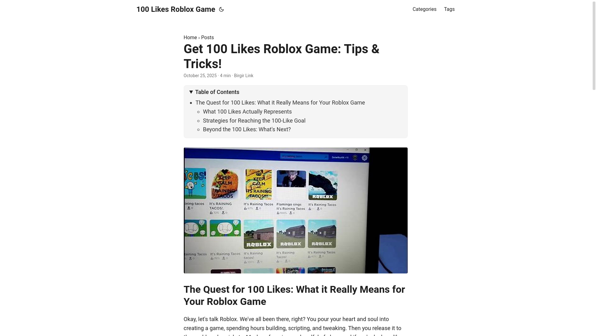 website screenshot of https://100-likes-roblox-game.pages.dev/