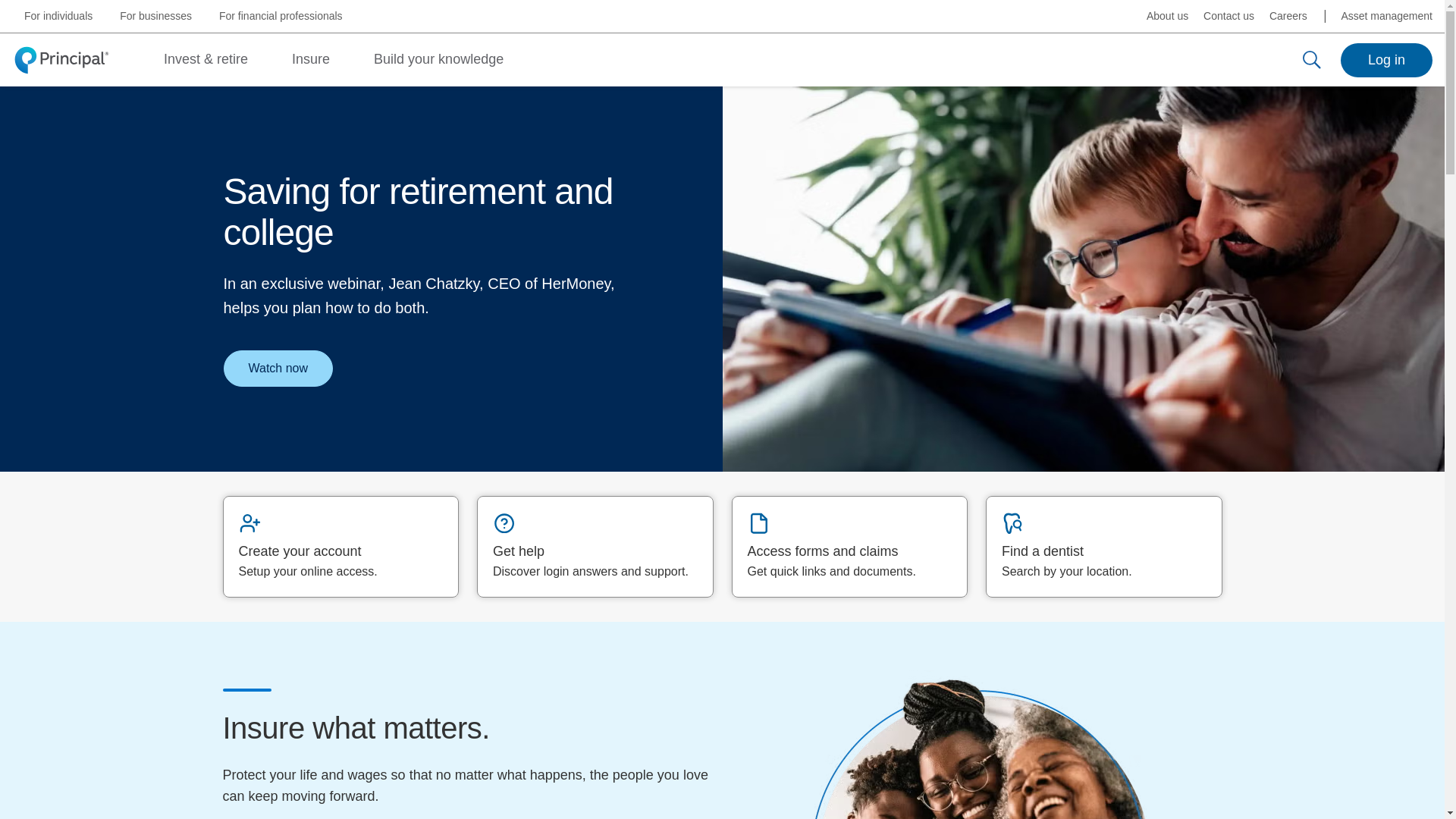 website screenshot of https://principal.com/