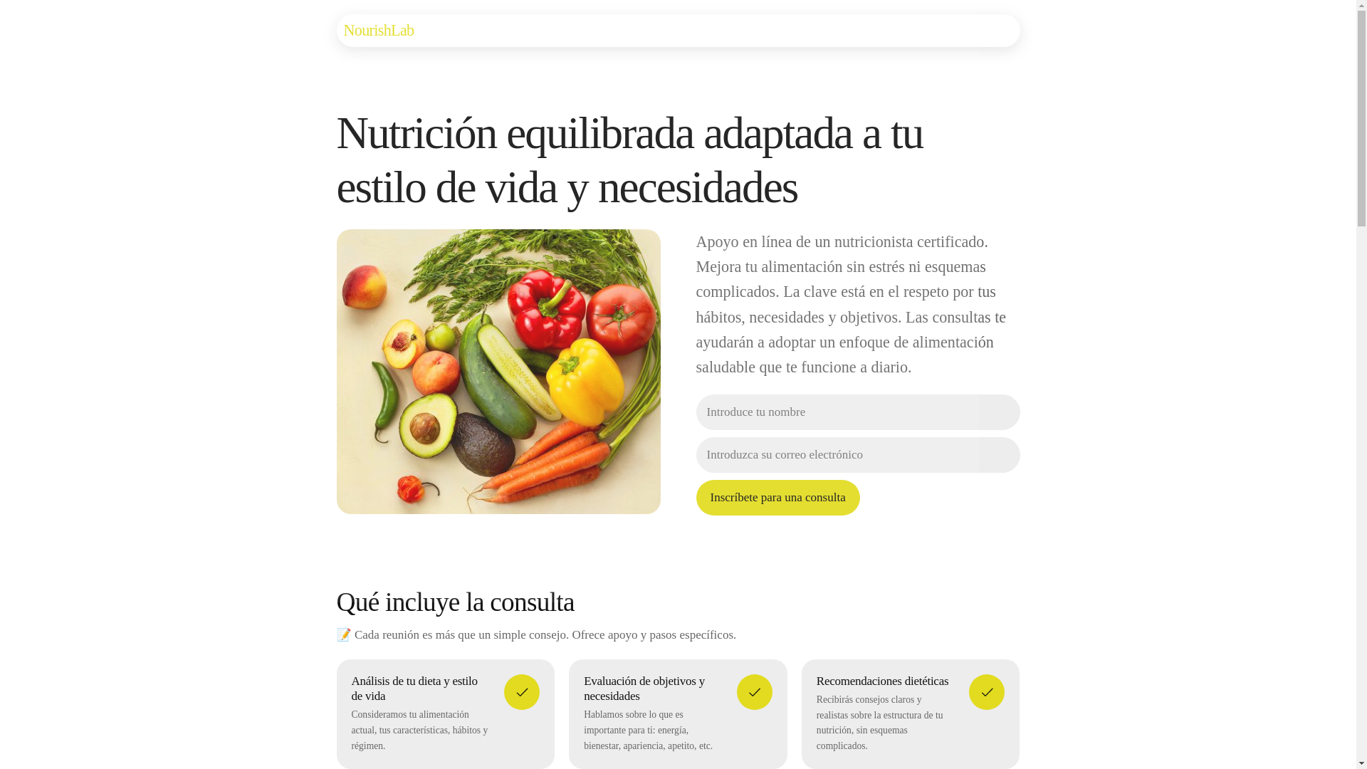 website screenshot of https://nourishlabc.info/
