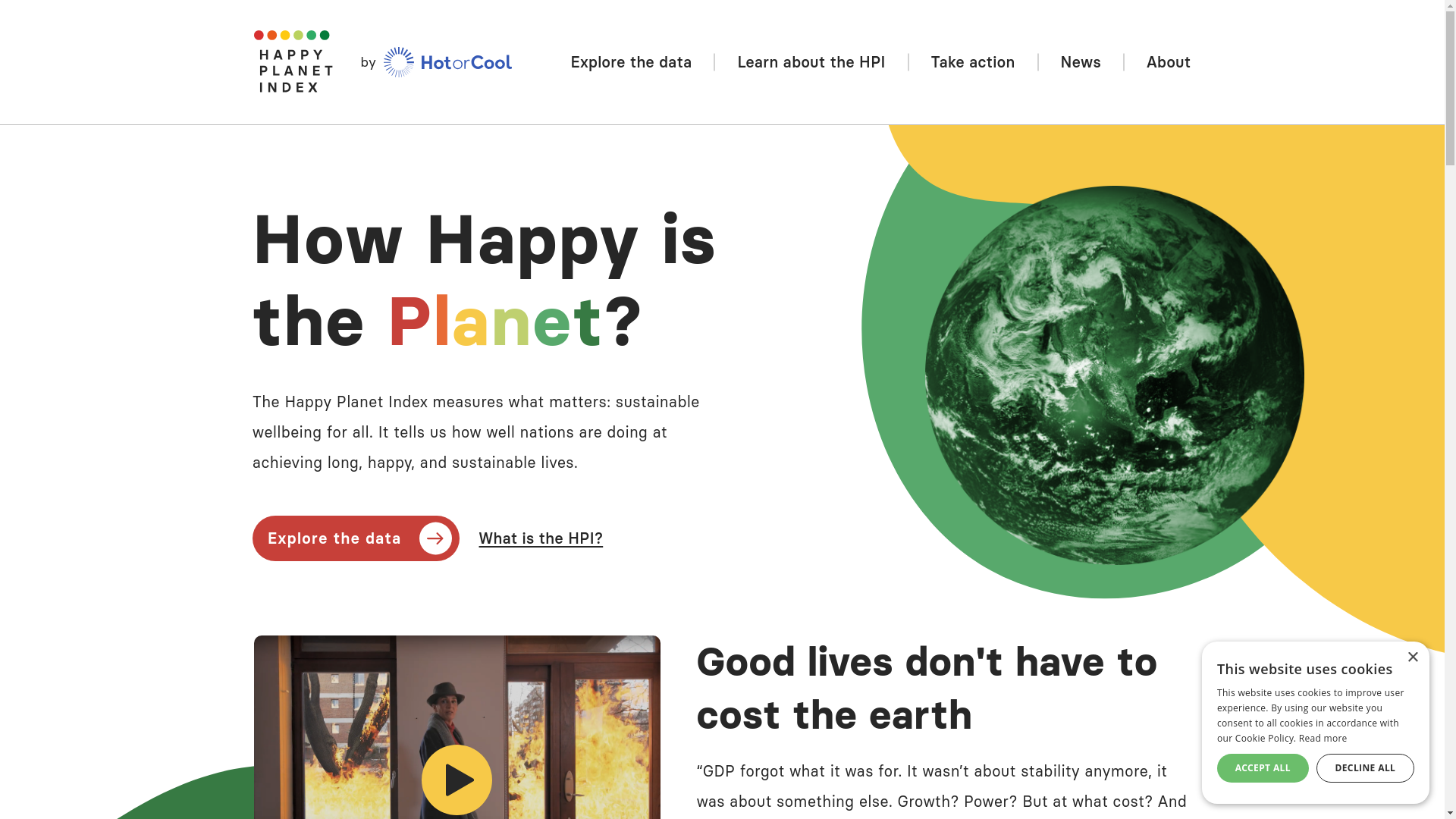 website screenshot of https://happyplanetindex.org/