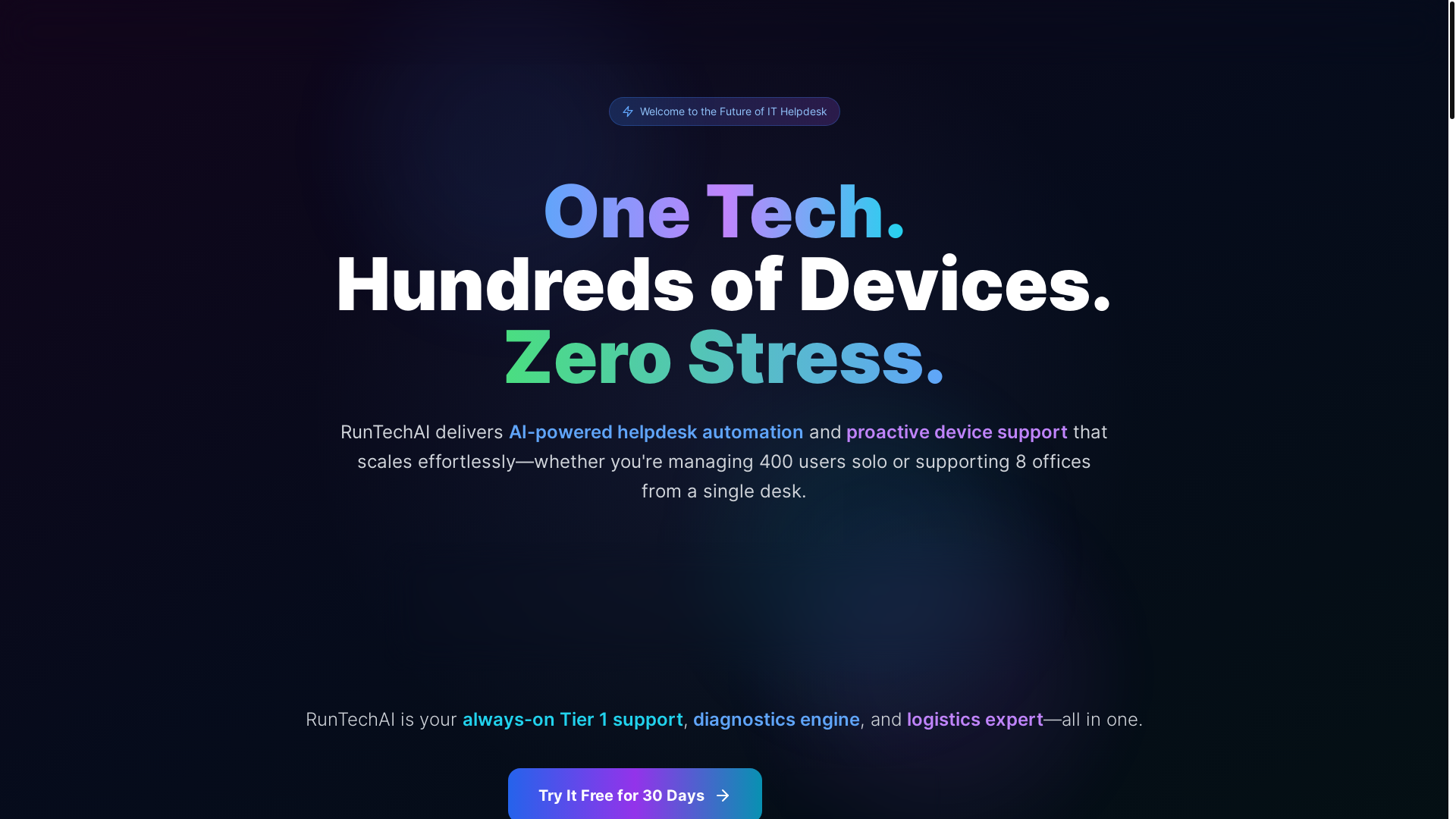 website screenshot of https://runtechai.com/