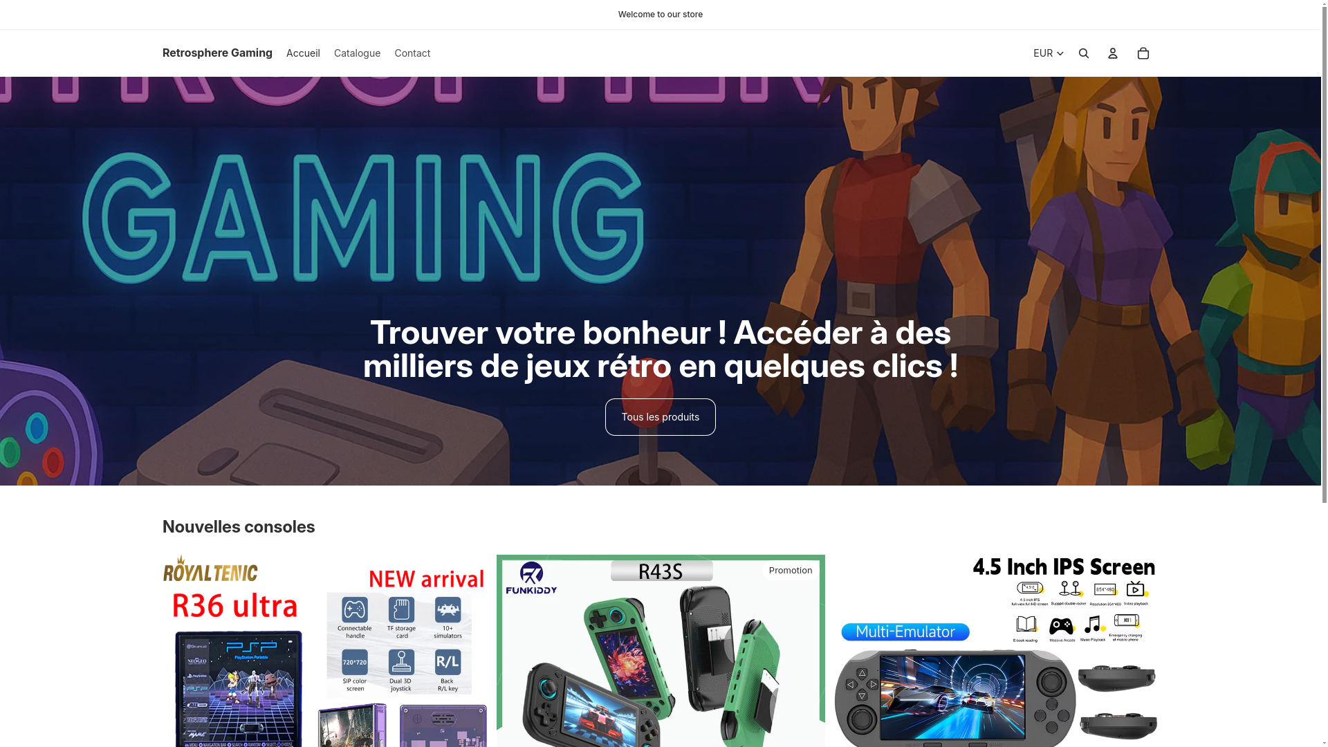 website screenshot of https://retrosphere-gaming.fr/