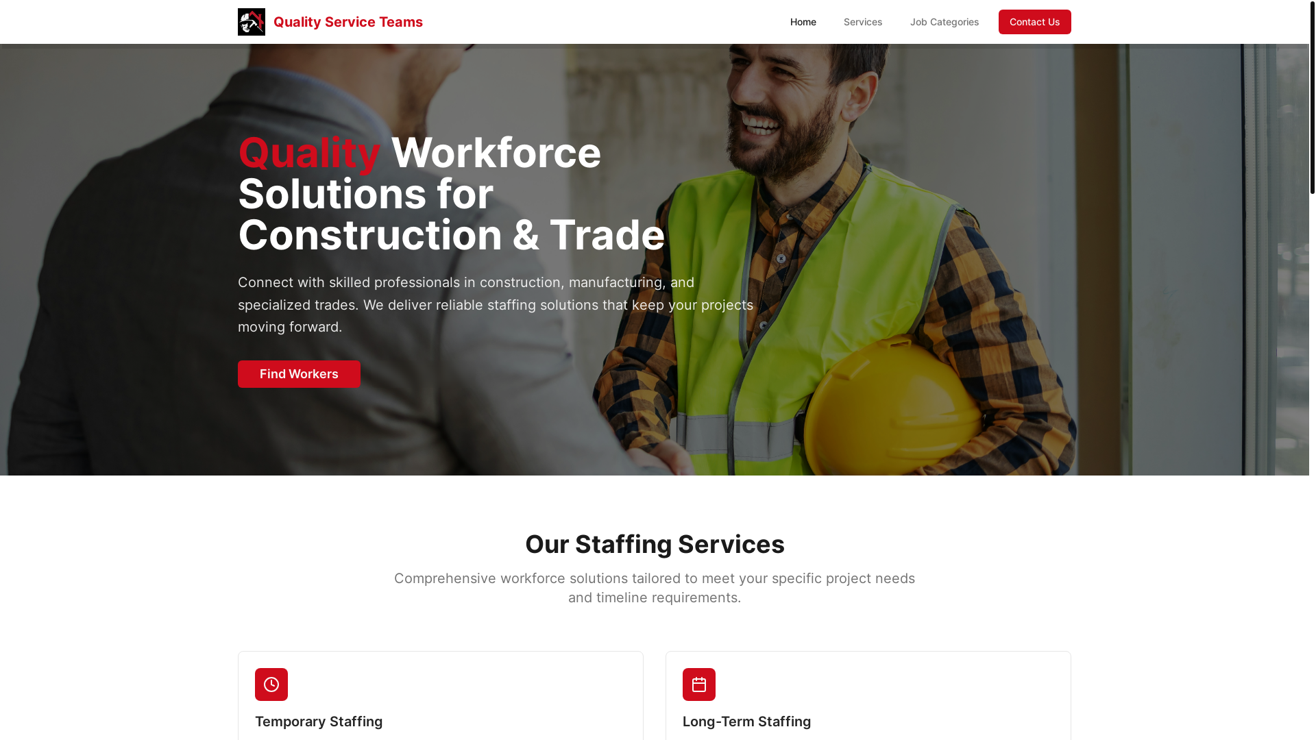 website screenshot of https://qualityserviceteams.com/