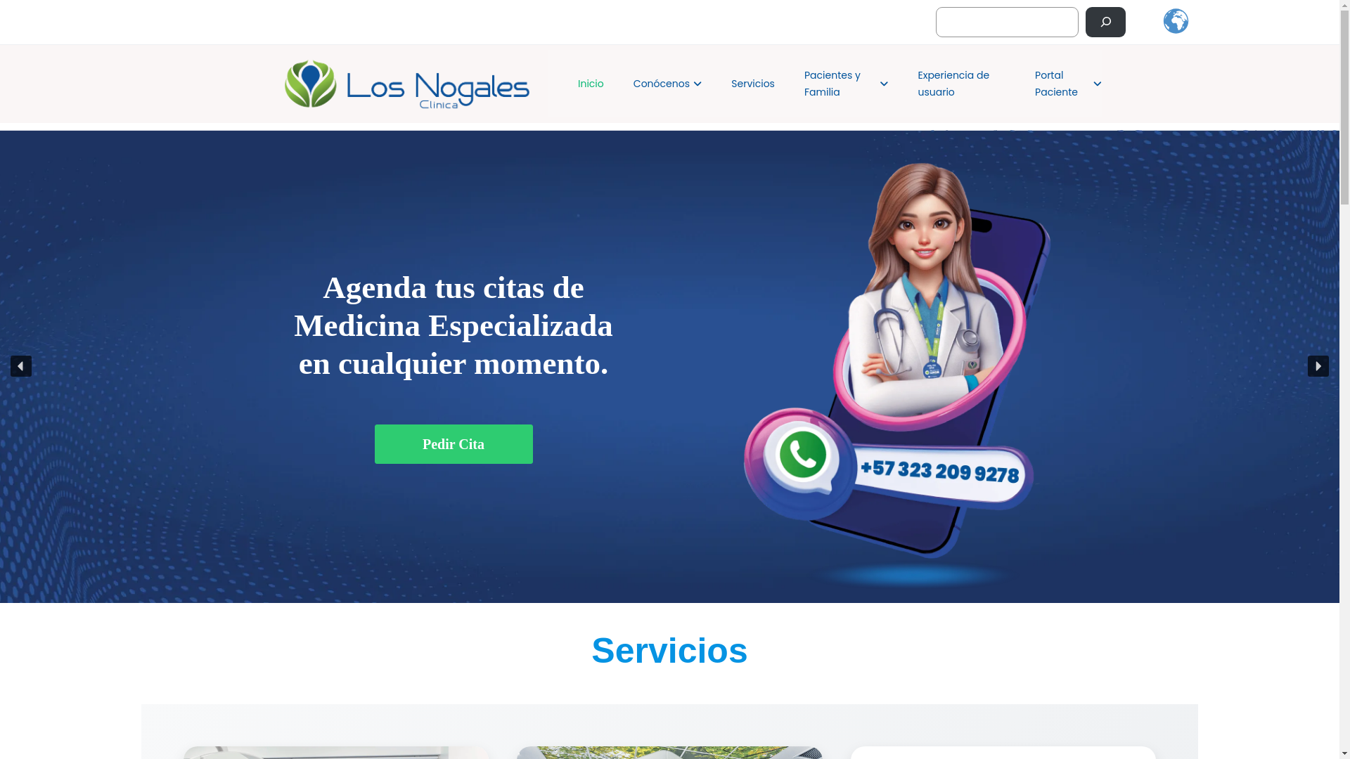 website screenshot of https://clinicanogales.com/